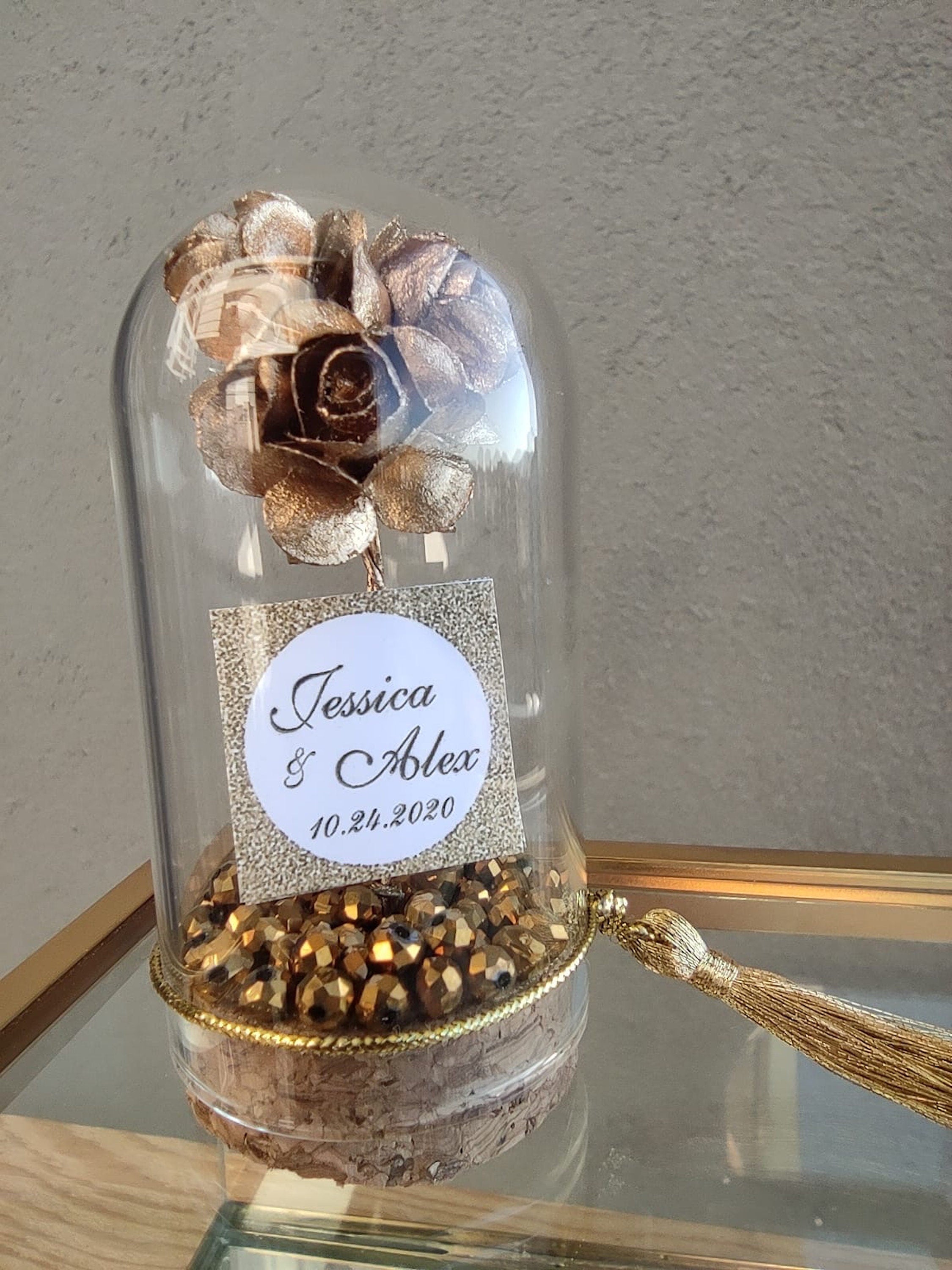 10 pcs Wedding favors for guests . Beauty and the Beast Custom Favors . Rose Gold Glass Dome Thank you Favors . Wedding Favors Gifts
