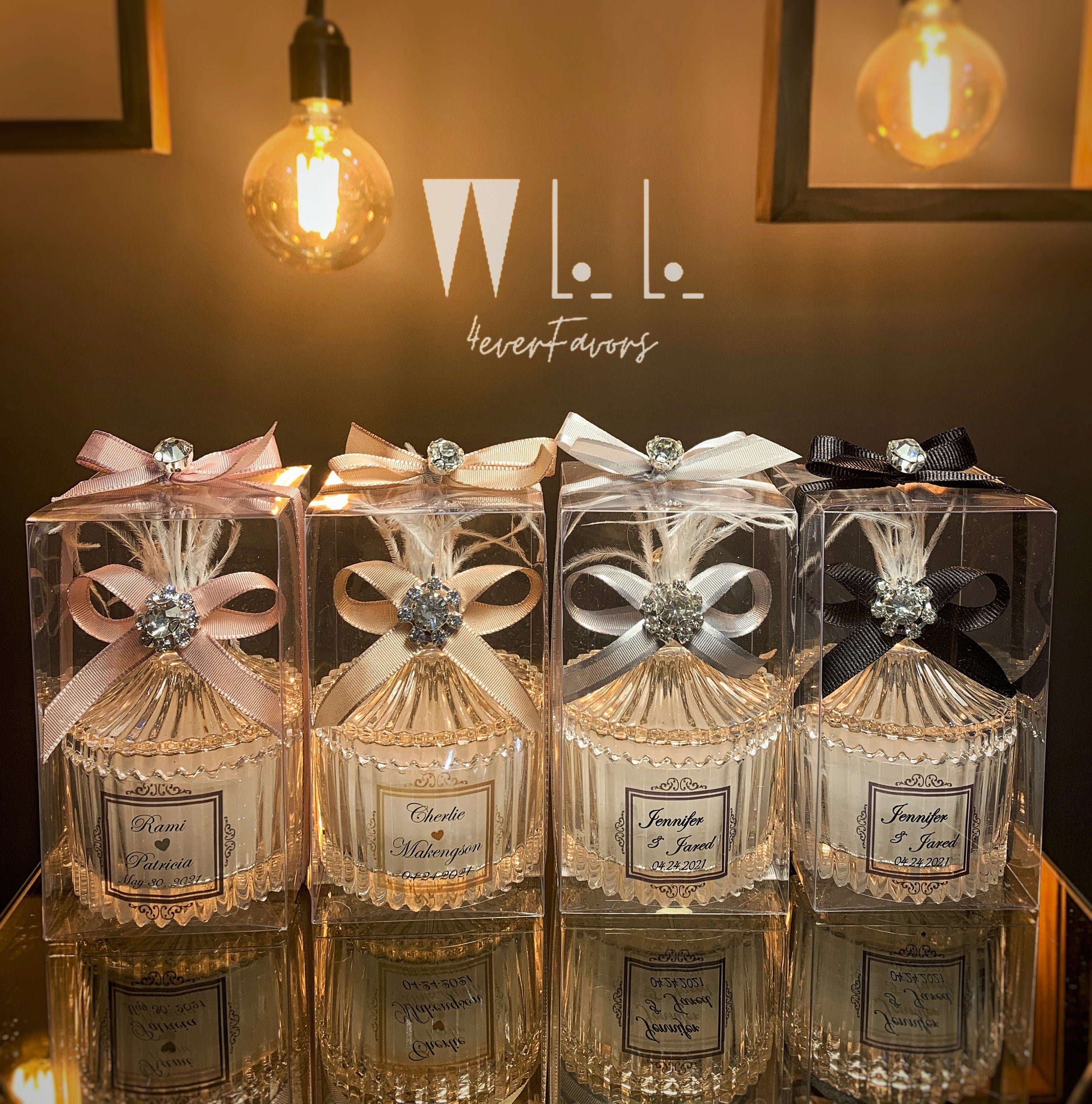 CUSTOM DESIGNER HANDMADE Candle Favors • Luxury Candle Favors for Guests in Bulk • Elegant Candle in Glass • Thank you Candle Favors