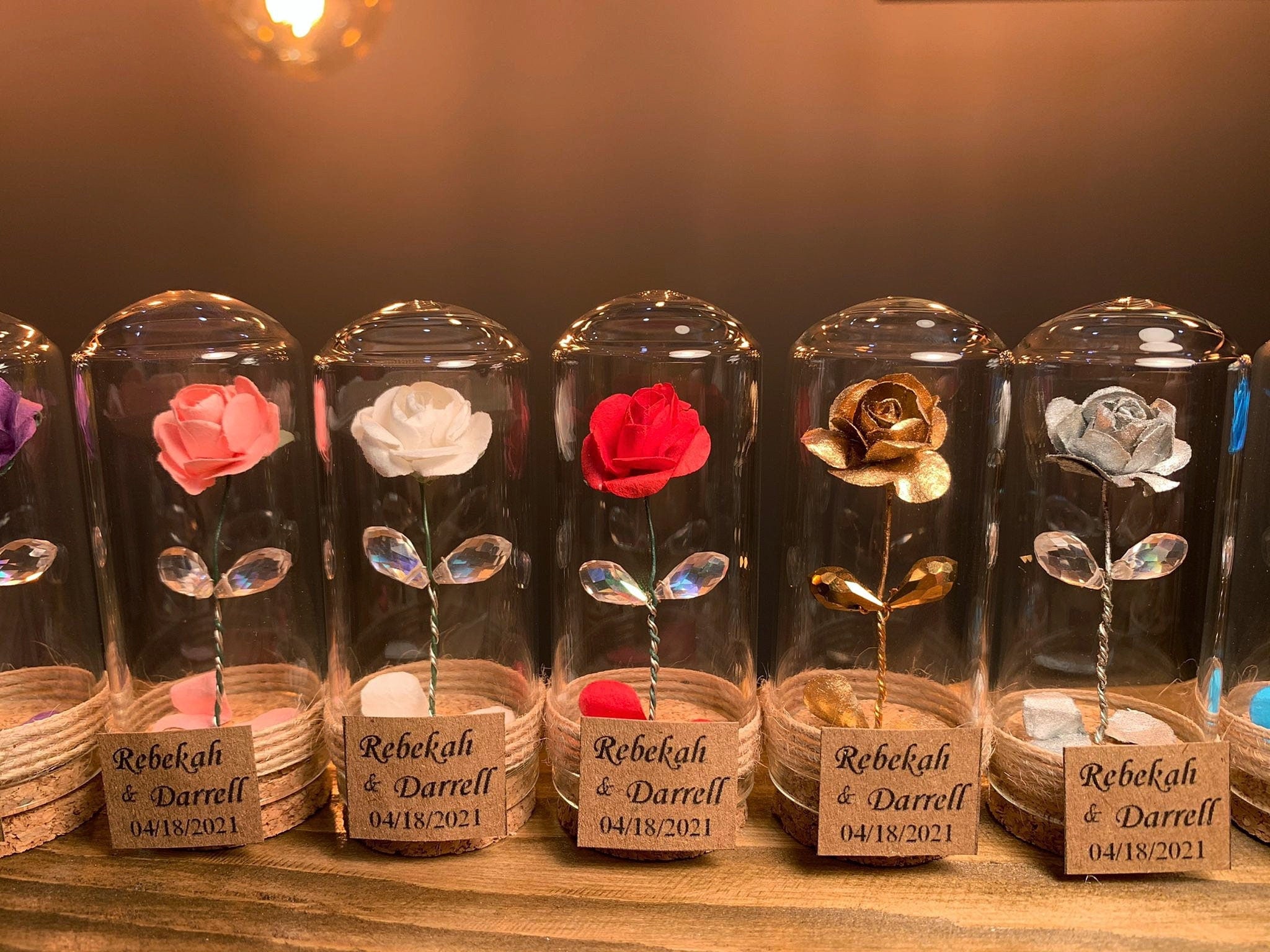 10 pcs Wedding favors for guests . Beauty and the Beast Custom Favors . Rose Gold Glass Dome Thank you Favors . Wedding Favors Gifts