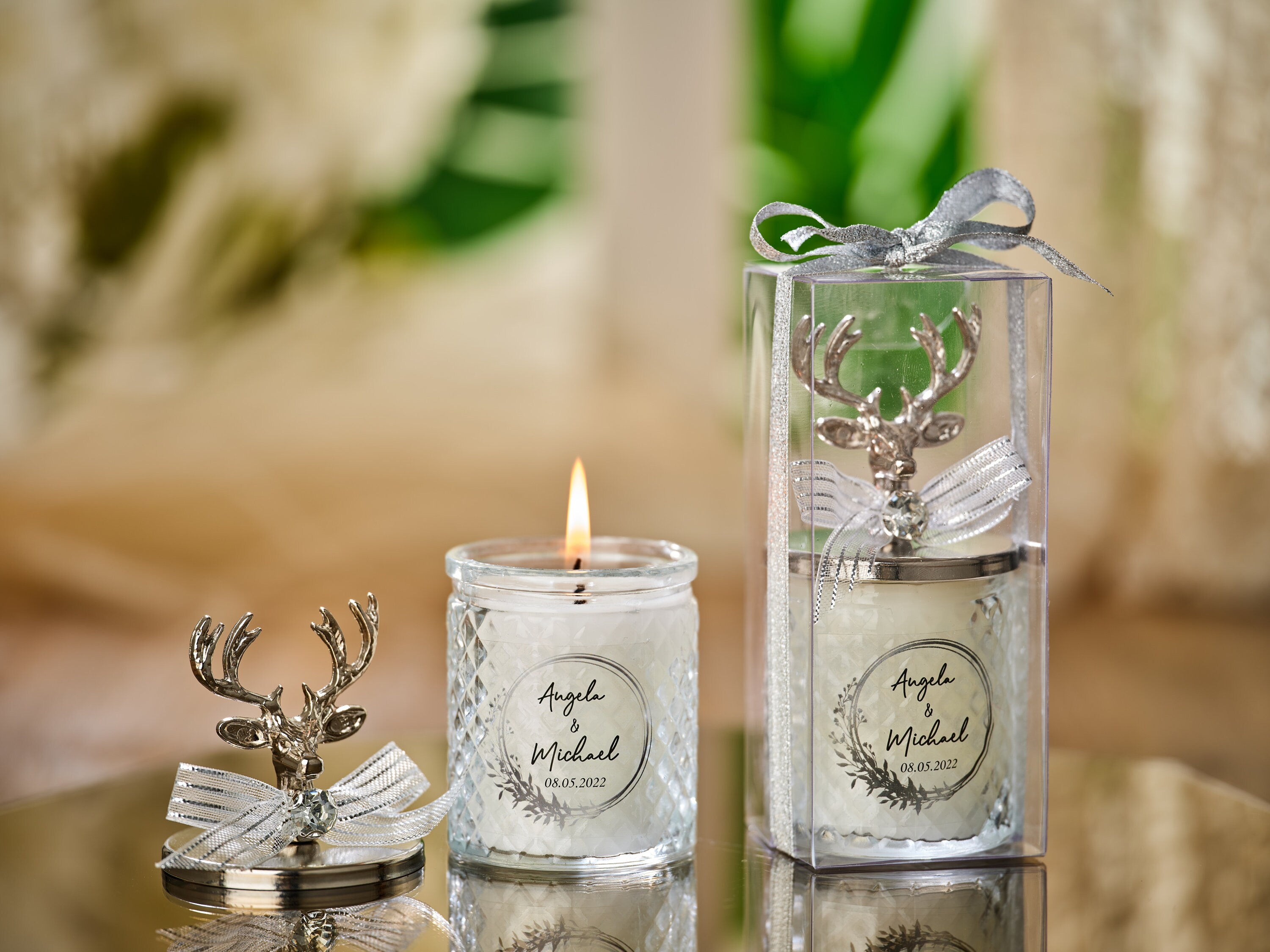 Personalized Elegant New Year Christmas Party Candle Thank you Favors, Winter Wedding Favors , Christmas Decorations , Happy Holiday Favors