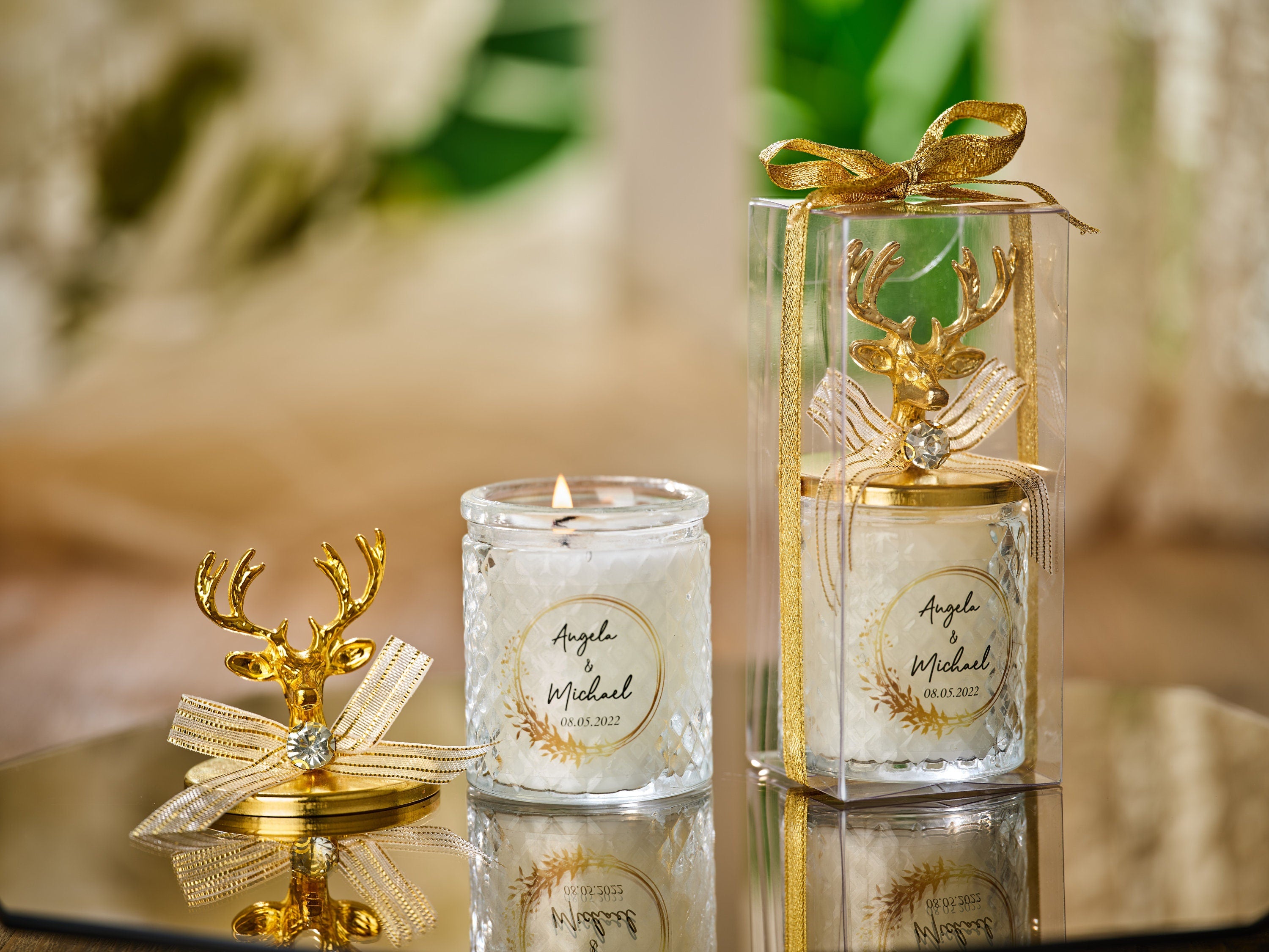 Personalized Elegant New Year Christmas Party Candle Thank you Favors, Winter Wedding Favors , Christmas Decorations , Happy Holiday Favors