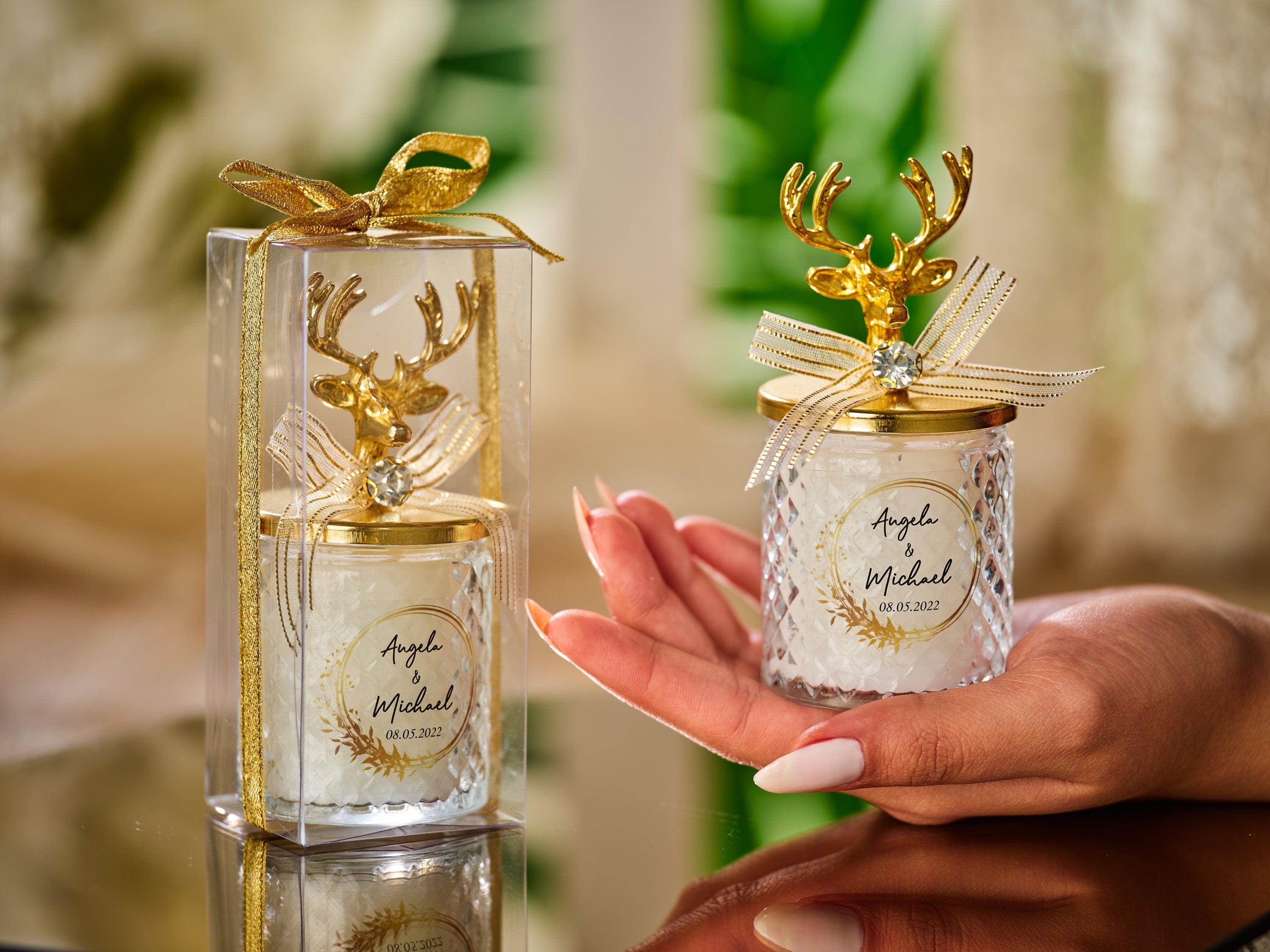 Personalized Elegant New Year Christmas Party Candle Thank you Favors, Winter Wedding Favors , Christmas Decorations , Happy Holiday Favors