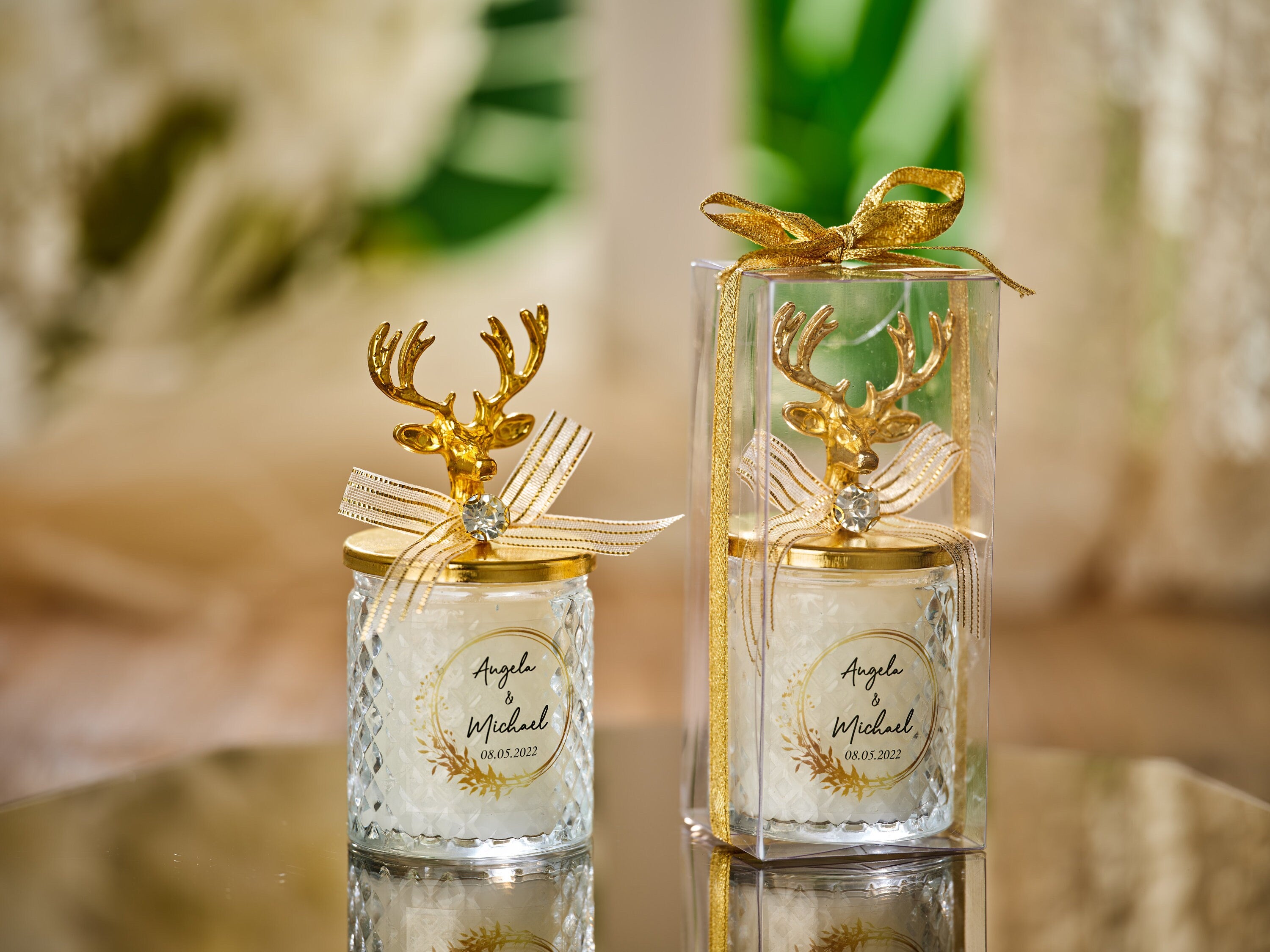 Personalized Elegant New Year Christmas Party Candle Thank you Favors, Winter Wedding Favors , Christmas Decorations , Happy Holiday Favors