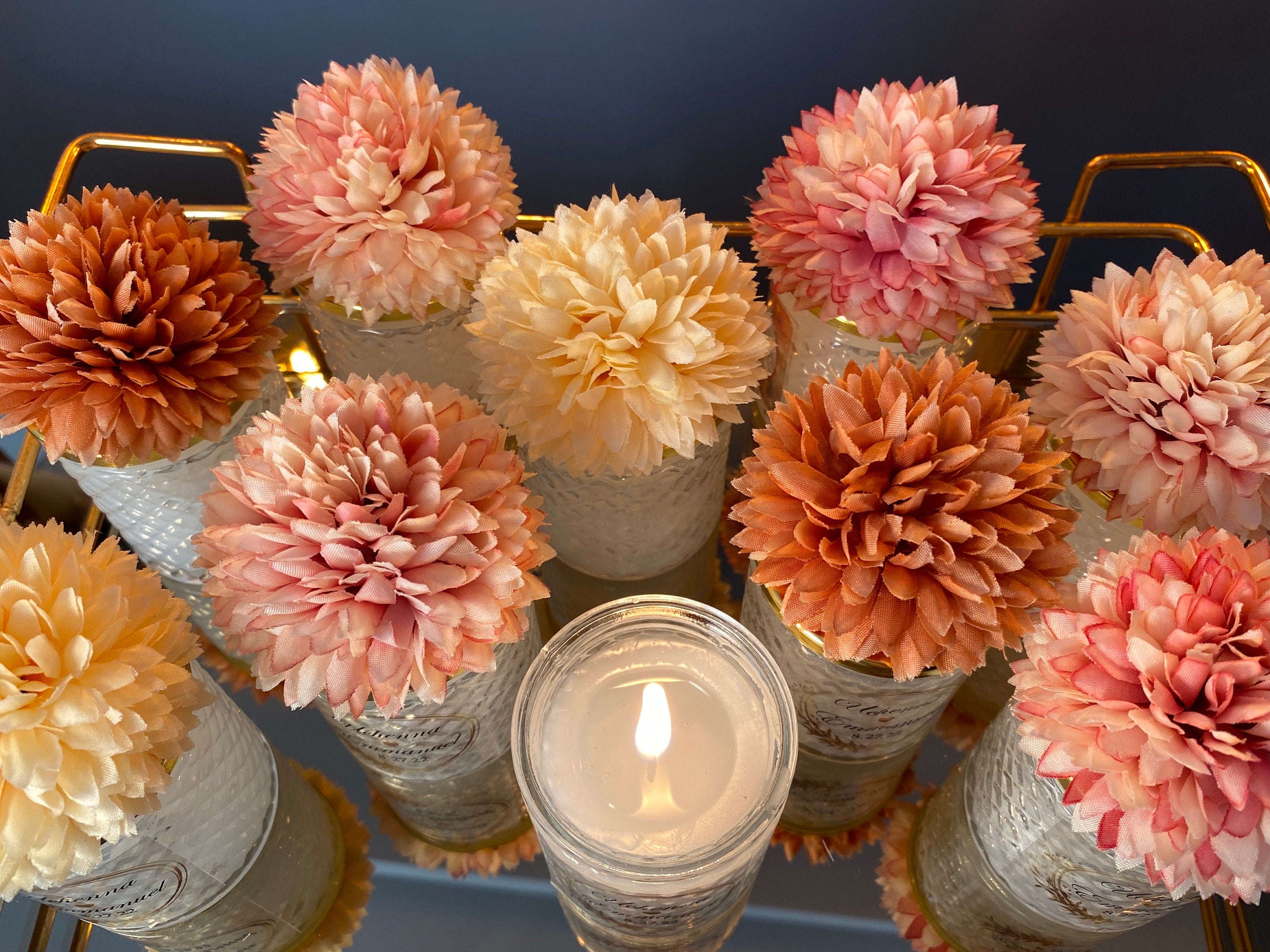 Boho WEDDING CANDLE Favors for Guests . Sweet 16 Rustic Candle Wedding Favor . Quincenera Baby Shower Favor . Flower Lid Candle Favors