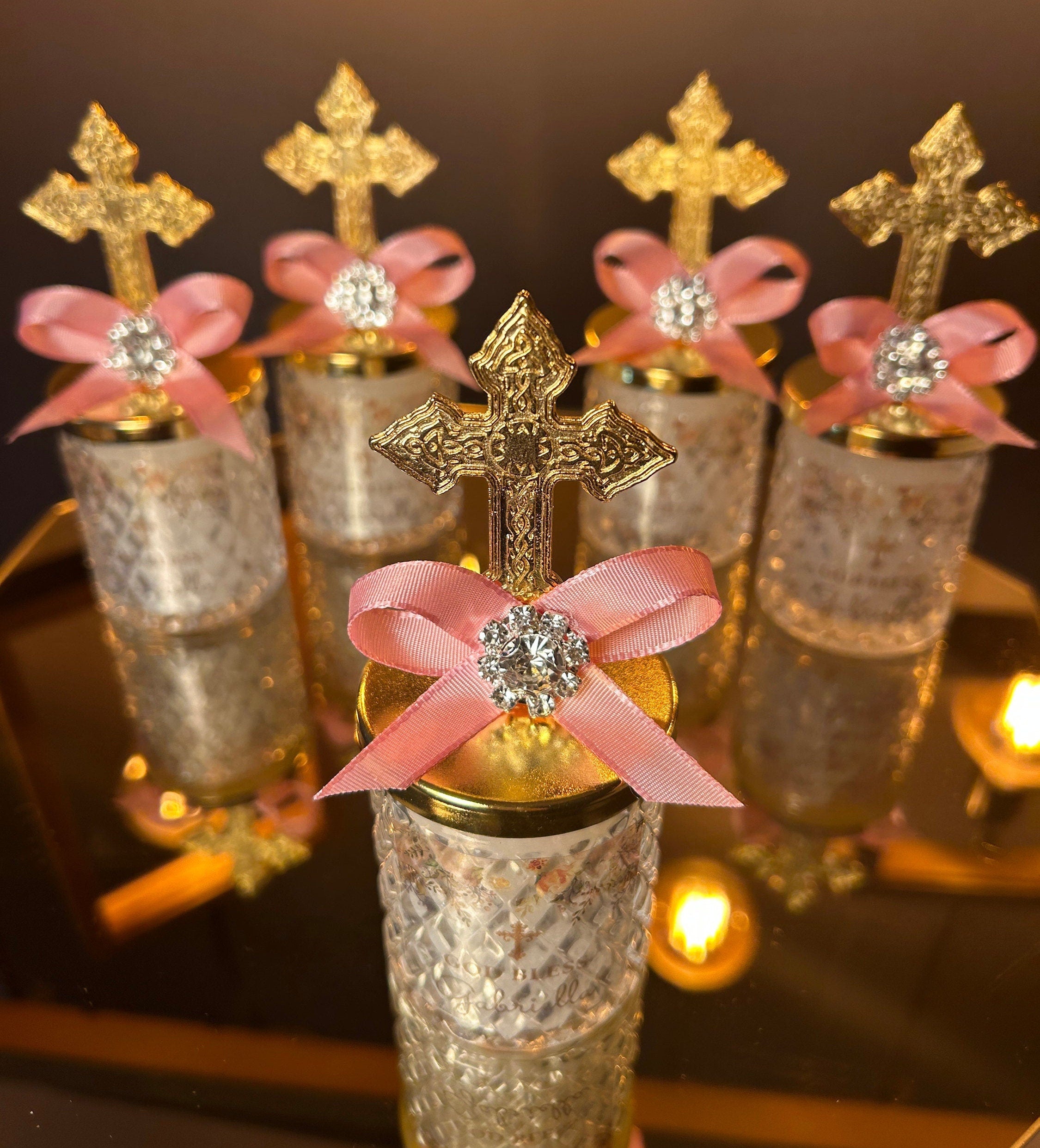 Personalized Baptism Candle Favor β Cross Lid β Christening Gift β On Sale