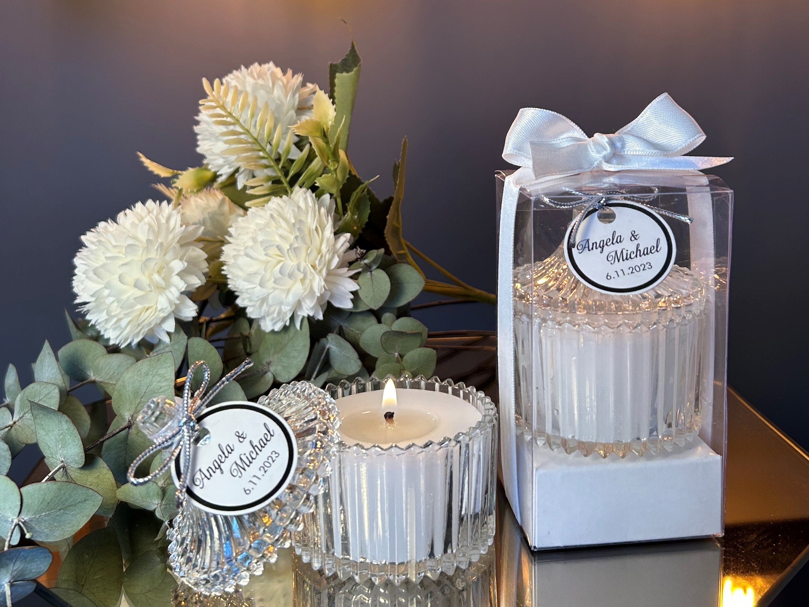 WEDDING PARTY FAVORS for Guests in Bulk • Custom Wedding Thank you Gift • Bridal Shower & Bridesmaid Gifts • Party Favors Candle in Glass