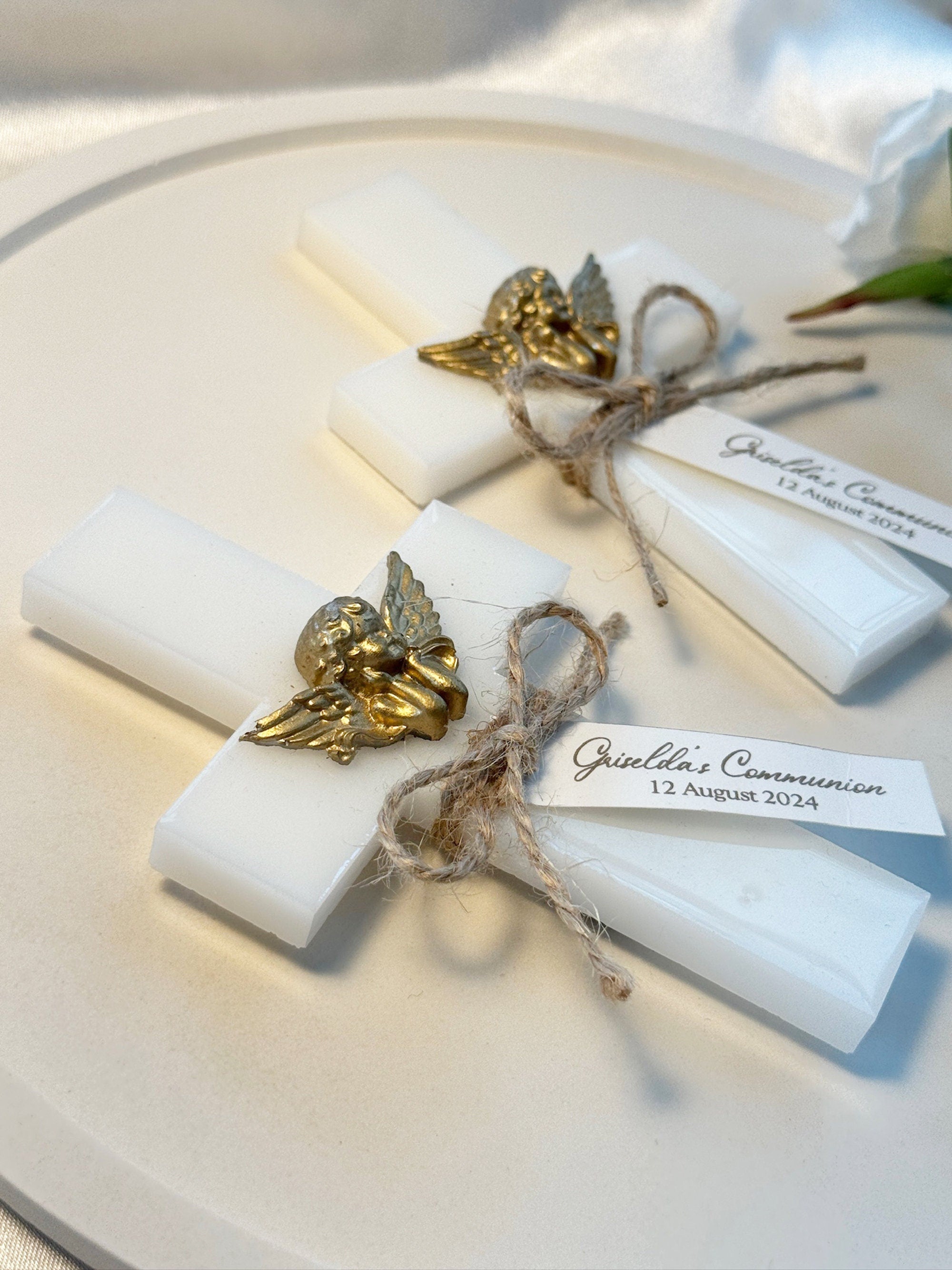 Cross Epoxy Magnet With Gold Angel, First Holly Communion, Christening Favor For Guest, Baptism Favors For Girls and Boys, Mi Bautizo Favors