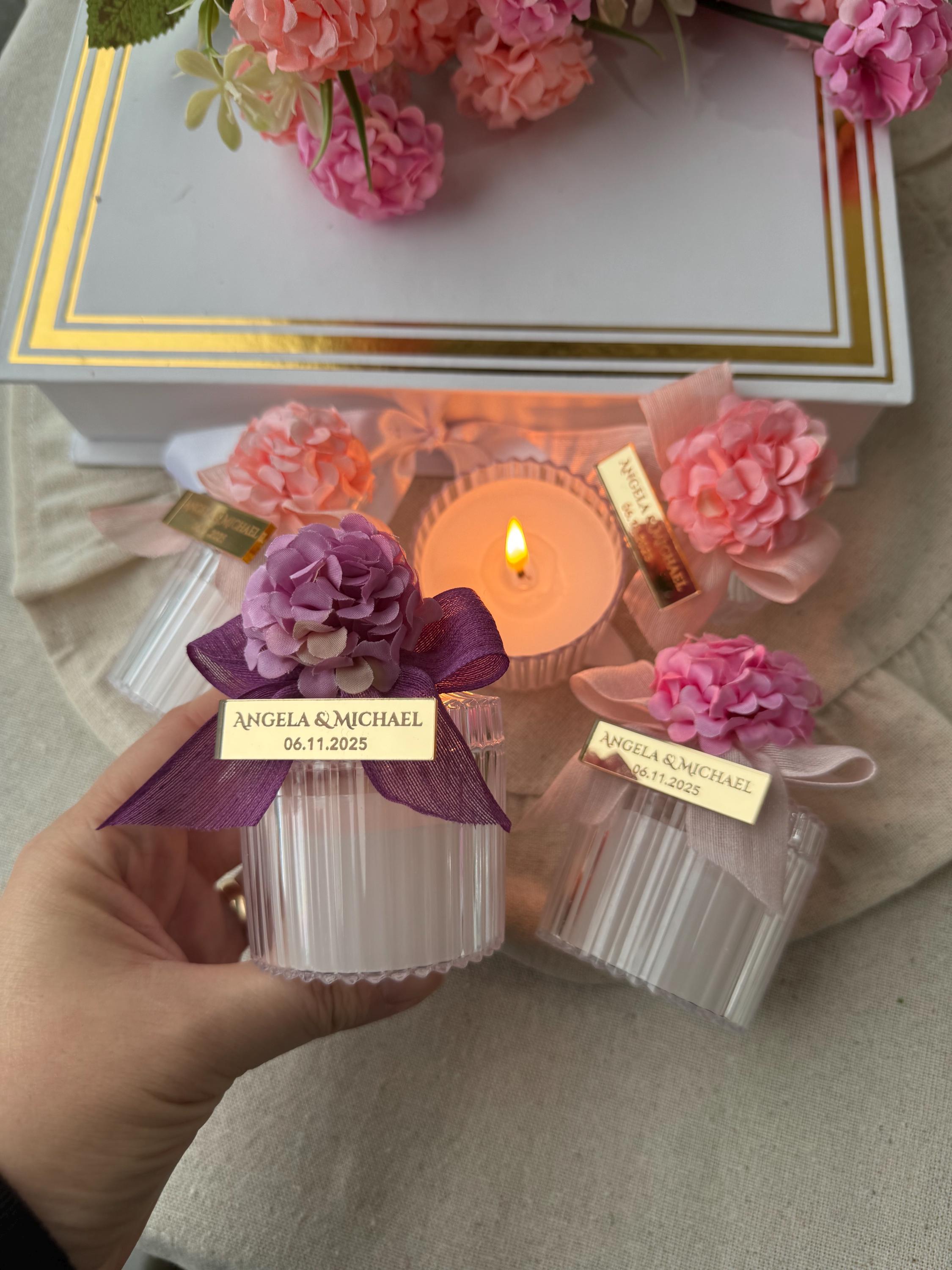 Personalized Candle Wedding Favor for Guests in Bulk, Bridal Shower Candle,Baby Shower Party Favors, Colorful Custom Candle Thank you Favors