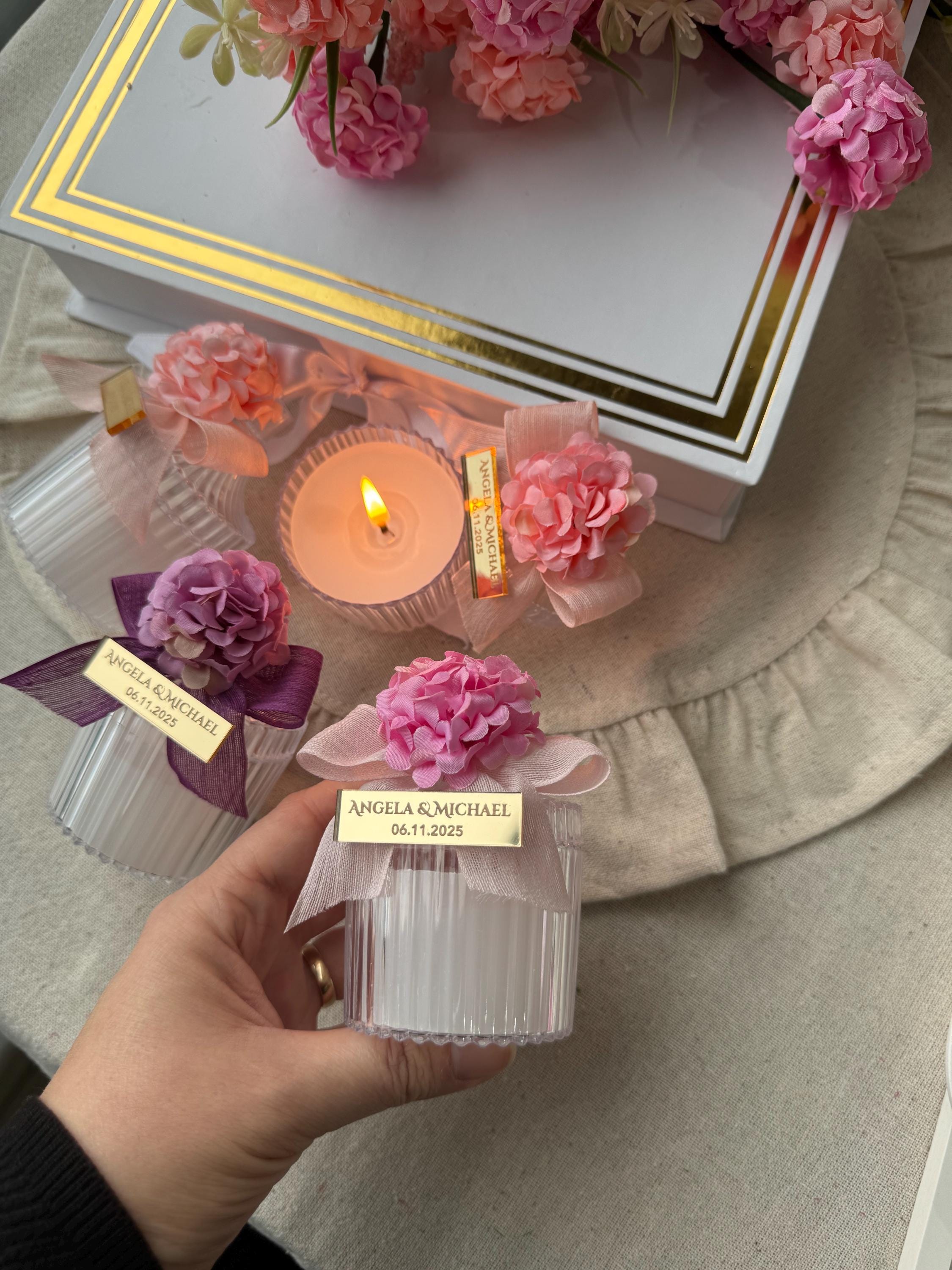 Personalized Candle Wedding Favor for Guests in Bulk, Bridal Shower Candle,Baby Shower Party Favors, Colorful Custom Candle Thank you Favors