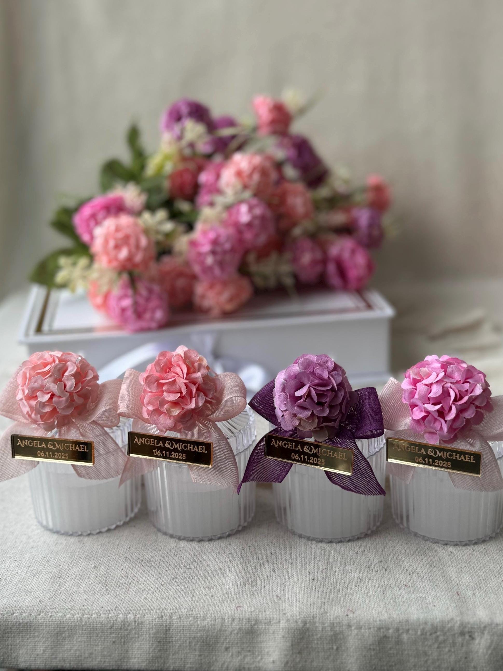 Personalized Candle Wedding Favor for Guests in Bulk, Bridal Shower Candle,Baby Shower Party Favors, Colorful Custom Candle Thank you Favors