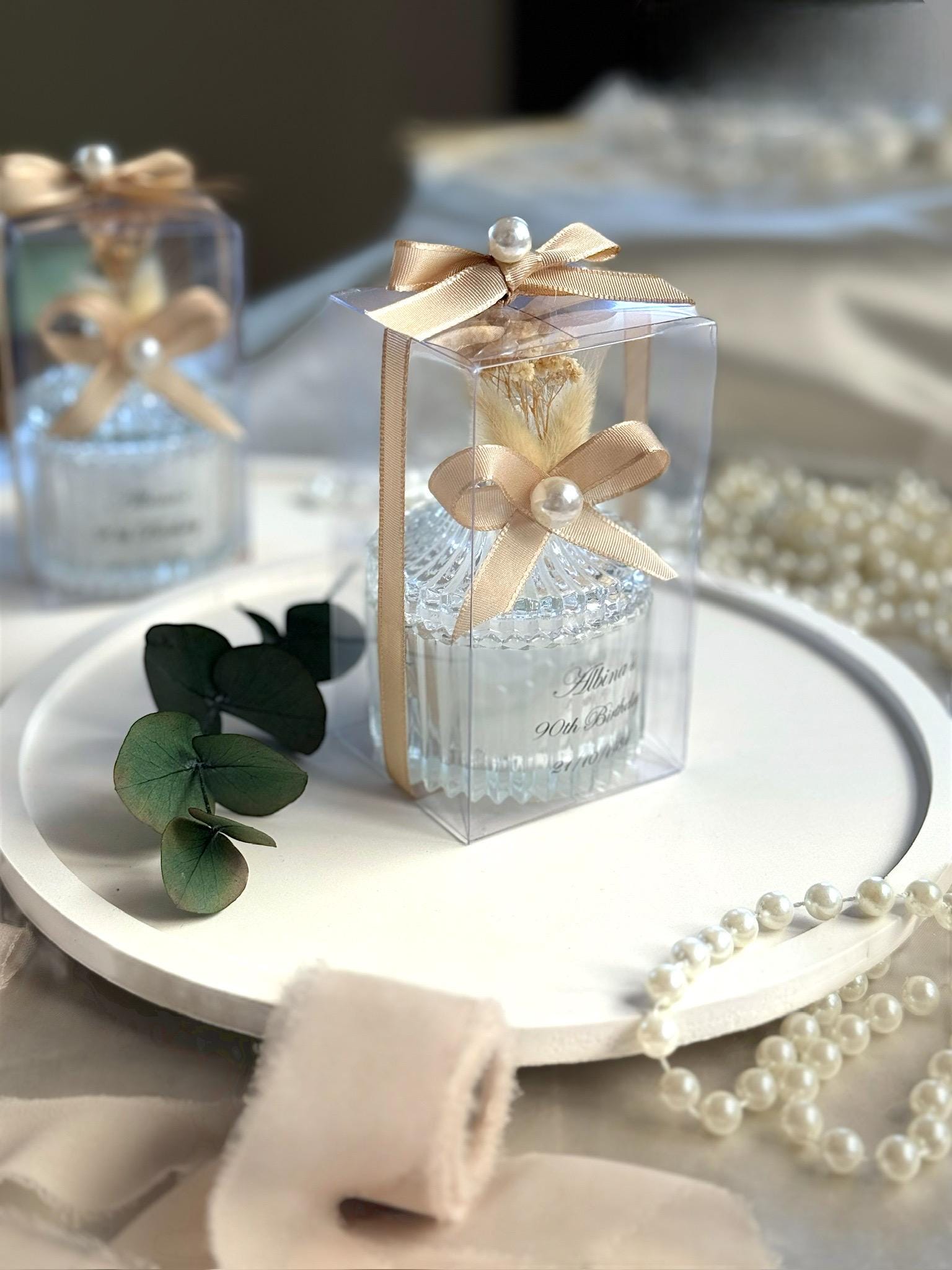 Custom Wedding Party Thank you Candle Favor for Guests, Luxury Wedding Candle Favors for Guest, Wedding Favor glass candle with pearl