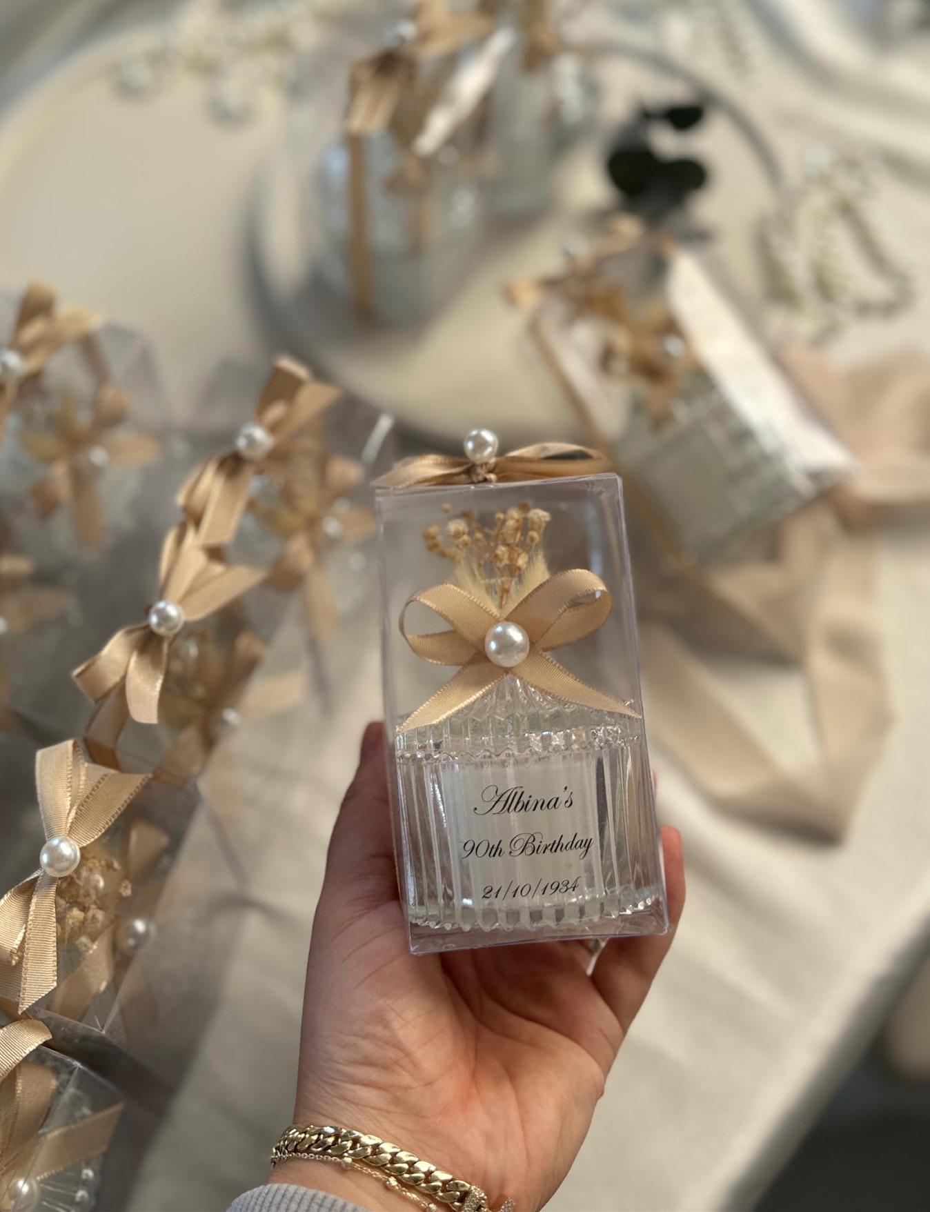 Custom Wedding Party Thank you Candle Favor for Guests, Luxury Wedding Candle Favors for Guest, Wedding Favor glass candle with pearl