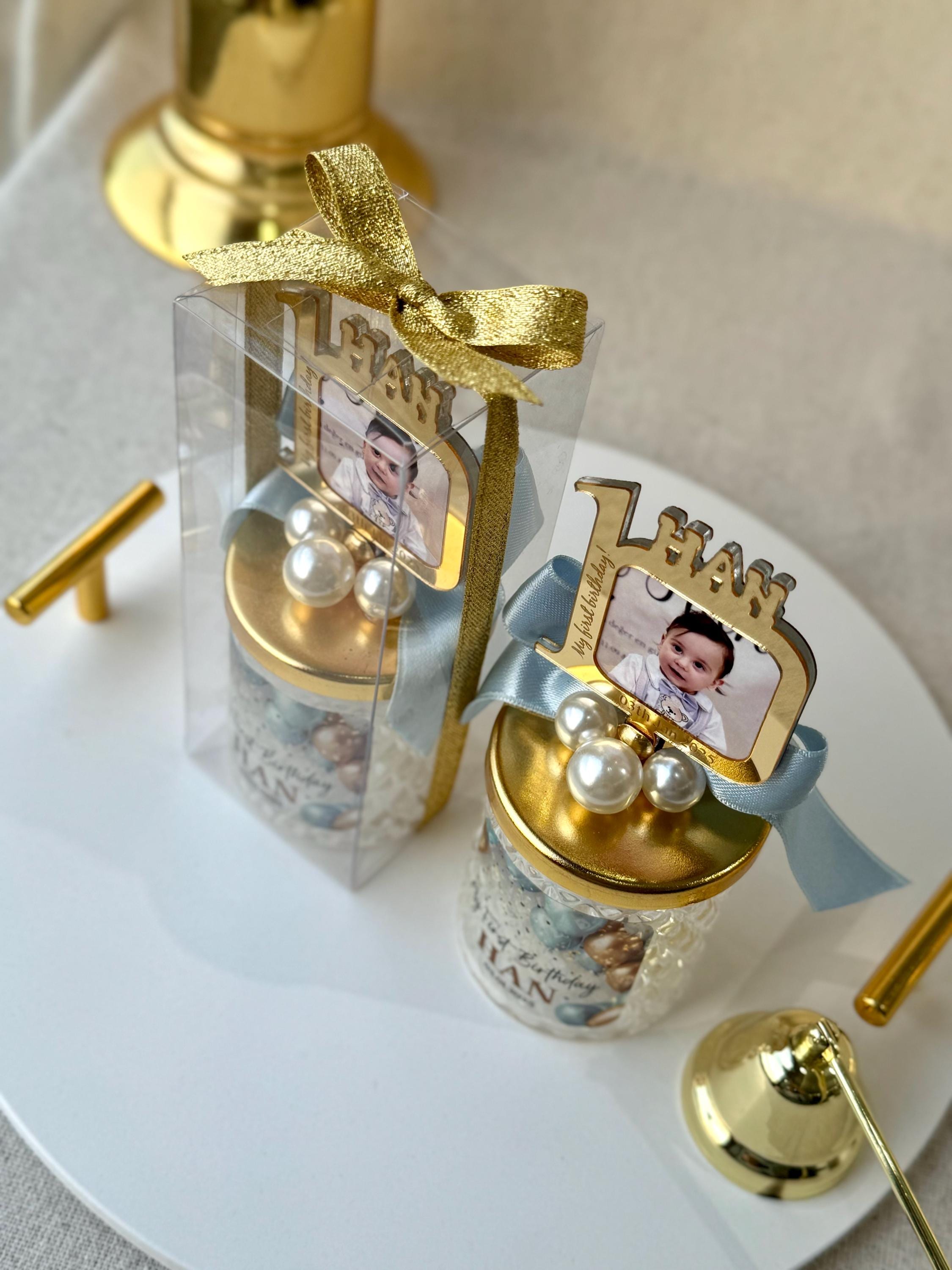 Personalized First Birthday Photo Frame Candle Favor for Guest , Unique Design 1st Birthday Boy and Girl Candle Favors, Baby Picture Frames