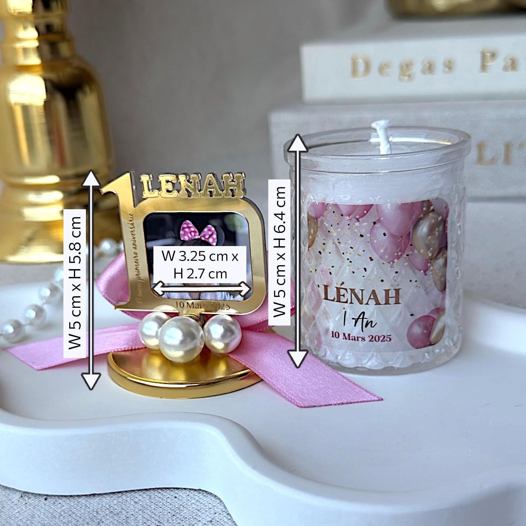 Personalized First Birthday Photo Frame Candle Favor for Guest , Unique Design 1st Birthday Boy and Girl Candle Favors, Baby Picture Frames