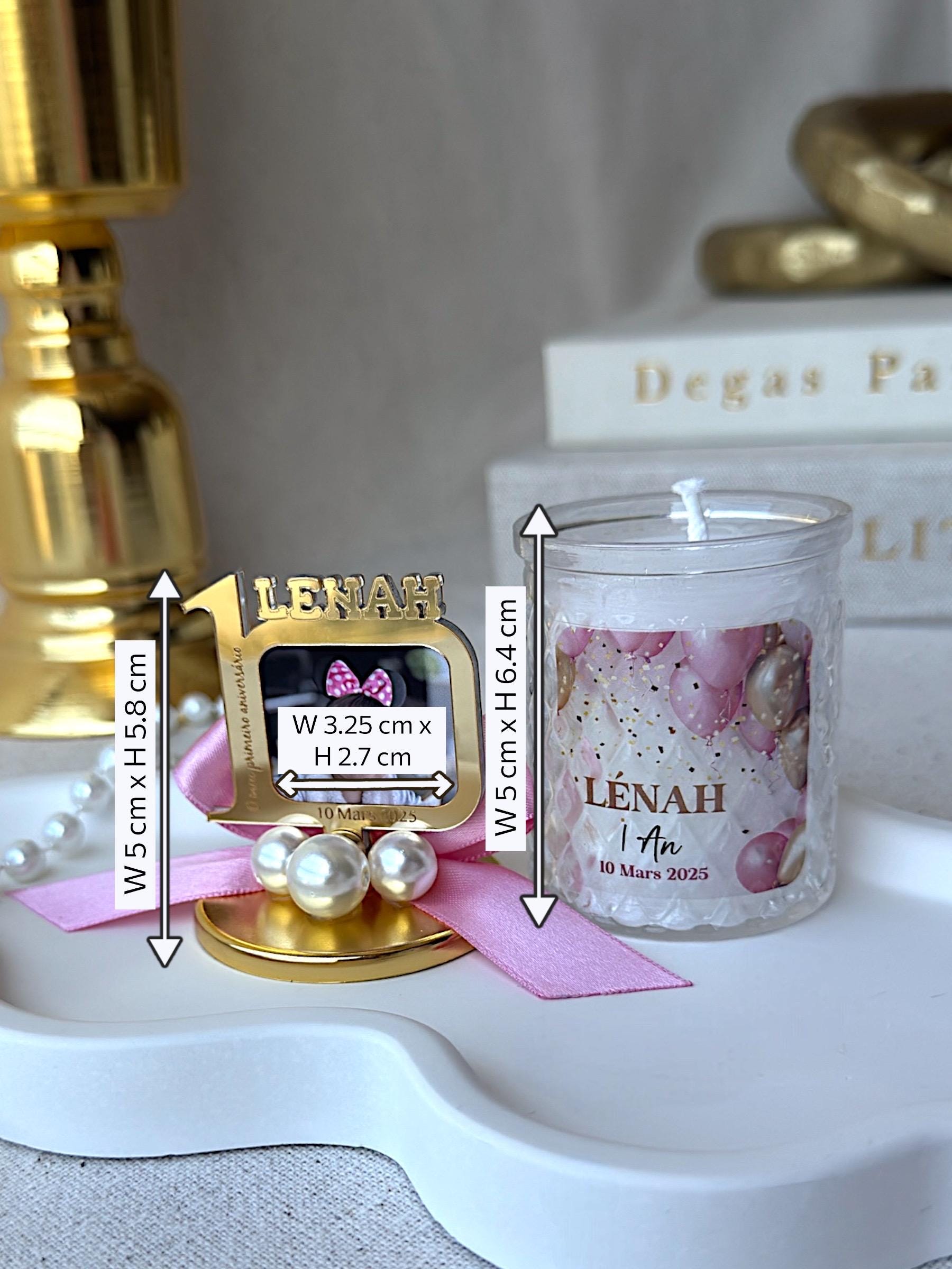 Elegant Party Candle Favors for 1st Birthday, Unique First Birthday Favor, 1st Birthday Boy & Girl, Gold Silver Birthday Photo Frame Candle