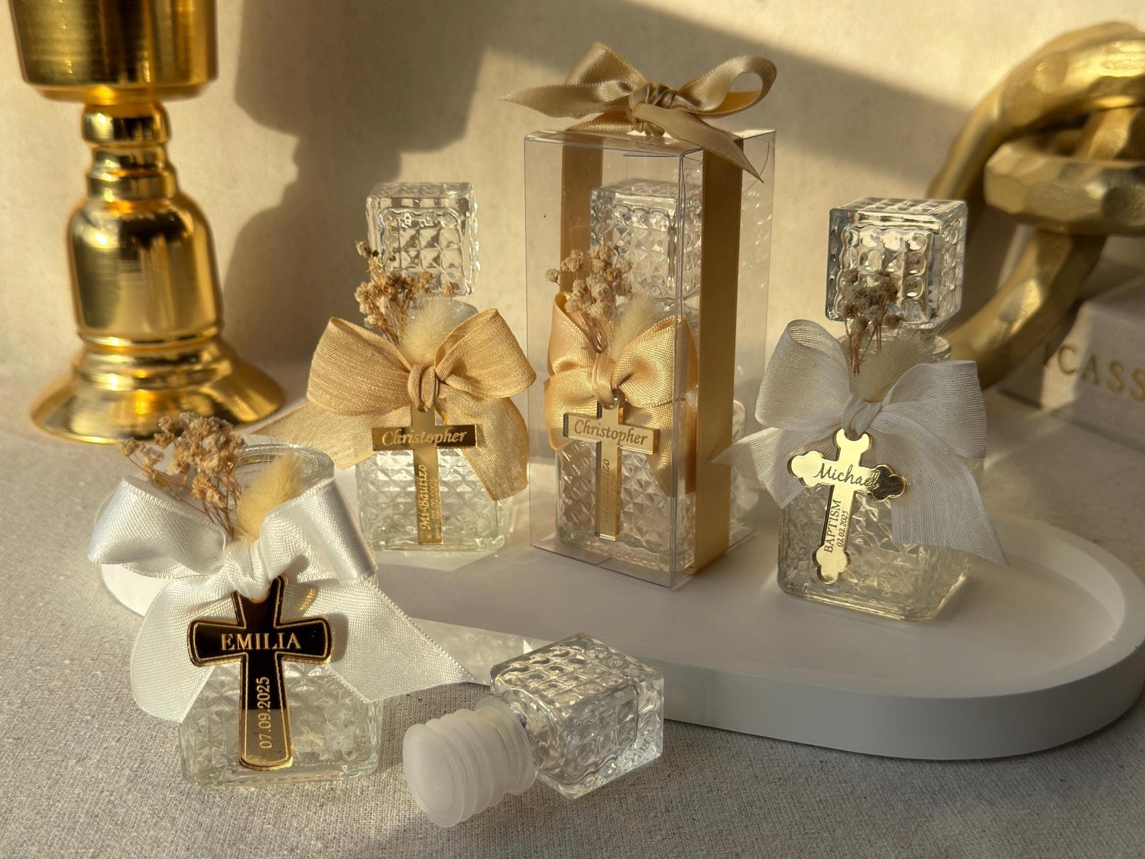 Personalized Empty Holy Water Glass Bottle, Baptism Favors, Holy Communion Favor for Guests, 50 cc Blessed Holy Water Bottle, Religious Gift