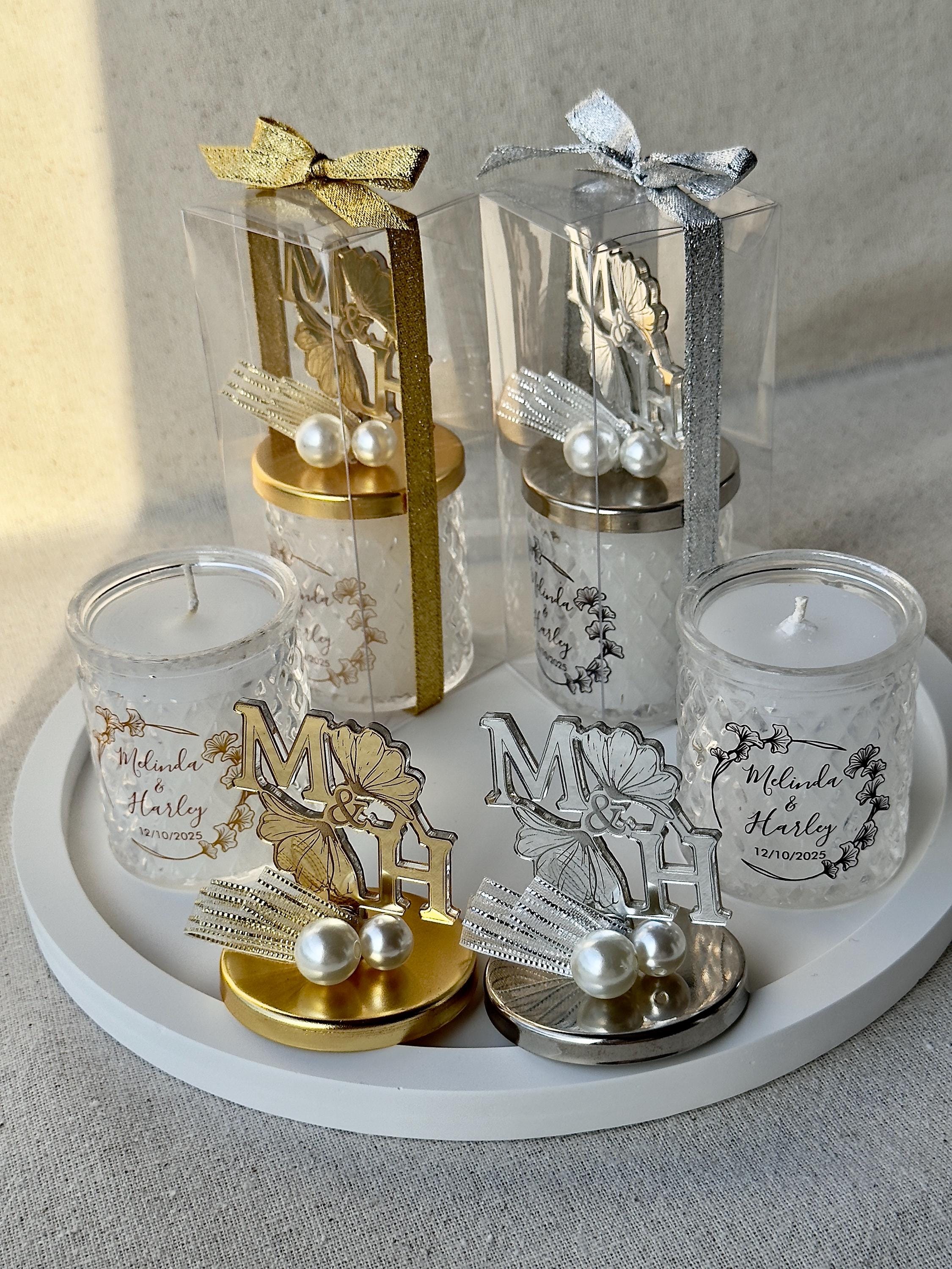 Unique Design Personalized Initials Monogram Lid Wedding Candle Favors • Luxury Monogram Candle Thank You Favors • Wedding Favors for Guests