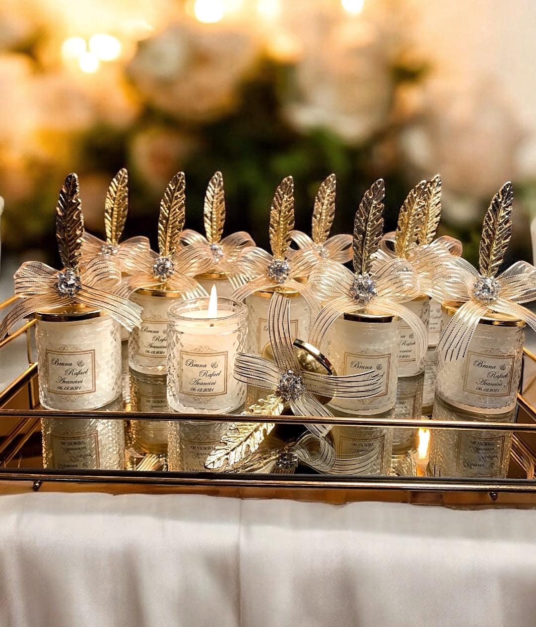 Luxury Silver Wedding Candle Personalized Favor for Guest • Bridal Shower Favors • Bulk Wedding Favors • Thank you Favors • Favors for Guest