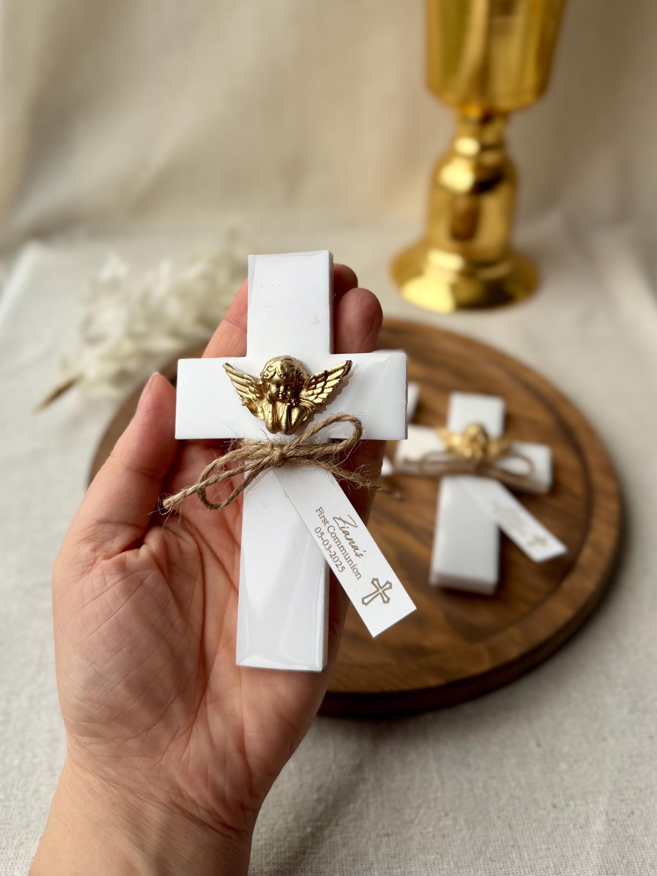 Personalized Baptism Party Magnet Favors, Handmade Cross Magnet With Angel, Mi Bautizo, Communion Favor, Christening Favor For Guest
