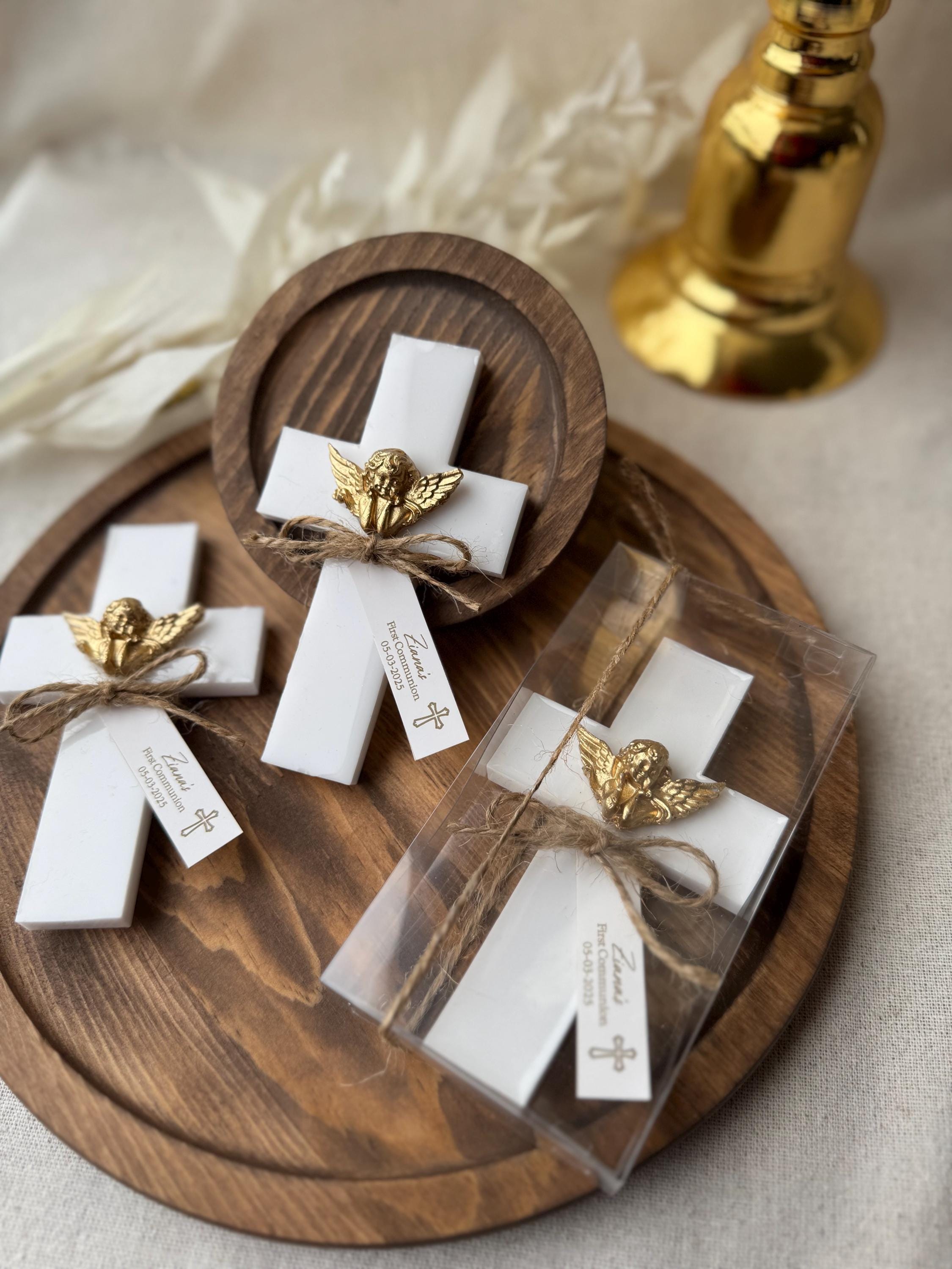 Personalized Baptism Party Magnet Favors, Handmade Cross Magnet With Angel, Mi Bautizo, Communion Favor, Christening Favor For Guest