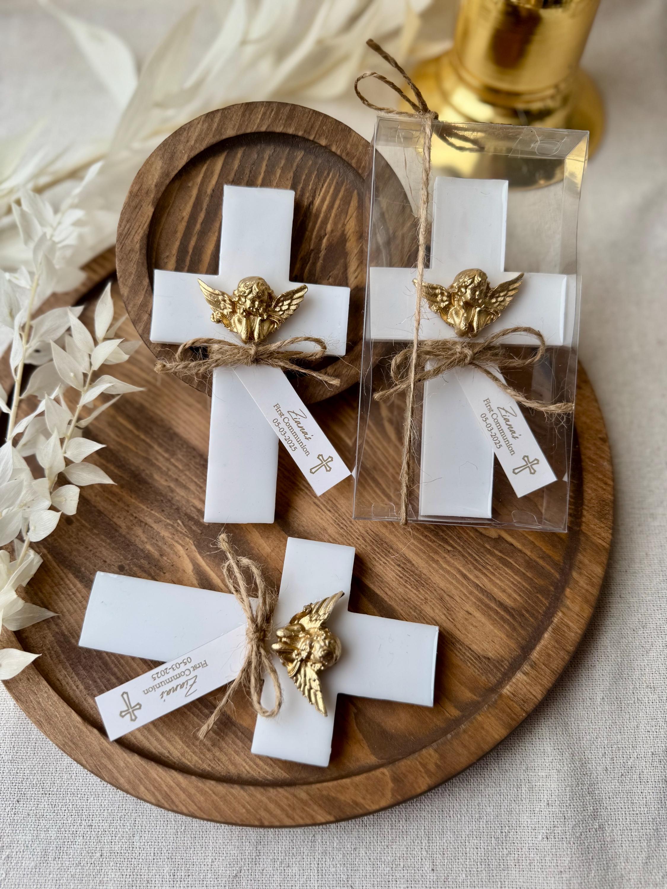 Personalized Baptism Party Magnet Favors, Handmade Cross Magnet With Angel, Mi Bautizo, Communion Favor, Christening Favor For Guest