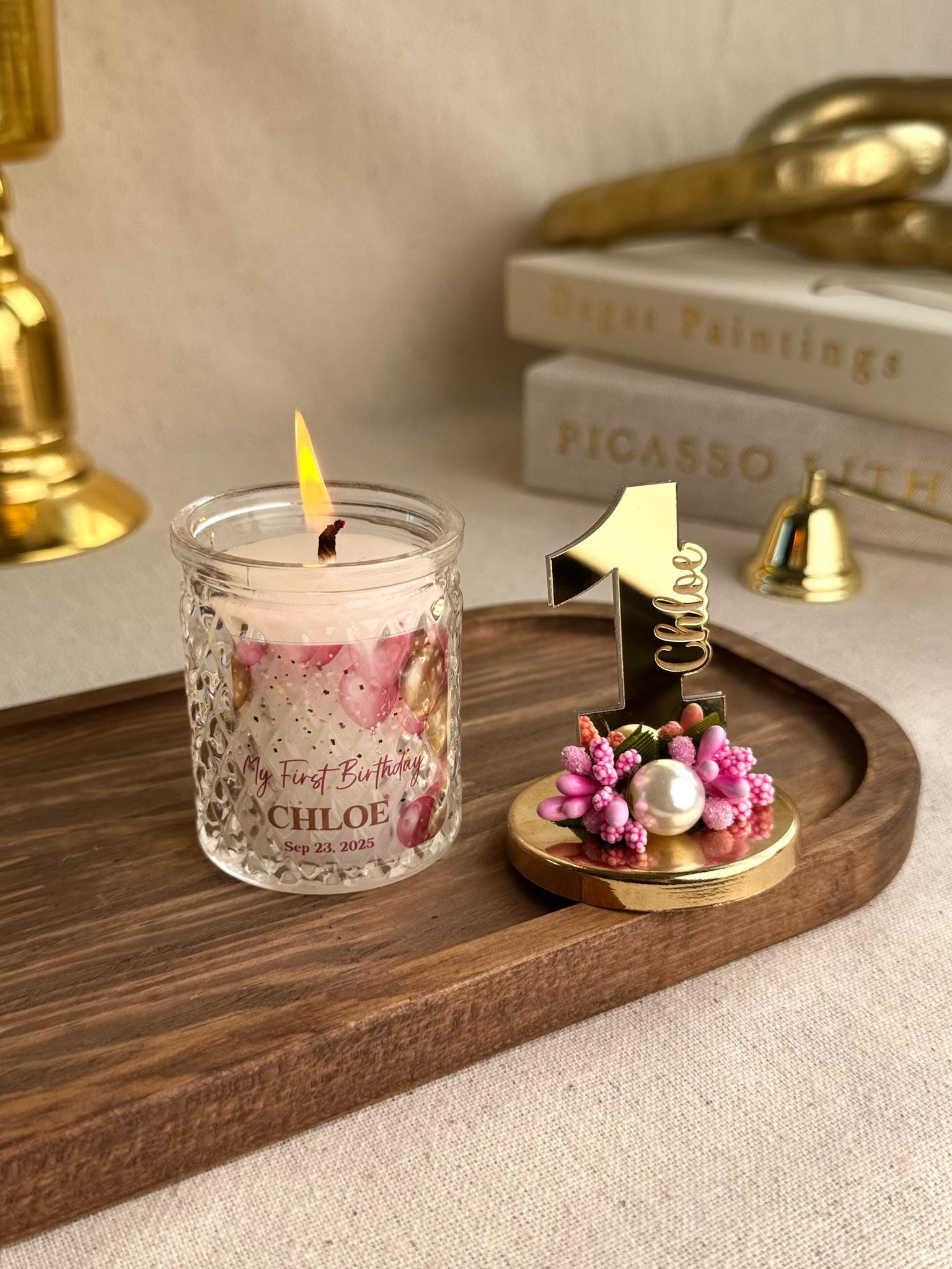 Birthday Number Candle Holder Decoration Party Favor Gift Idea Custom Design Glass Container Special Occasion Memorial Keepsake Wax Holder