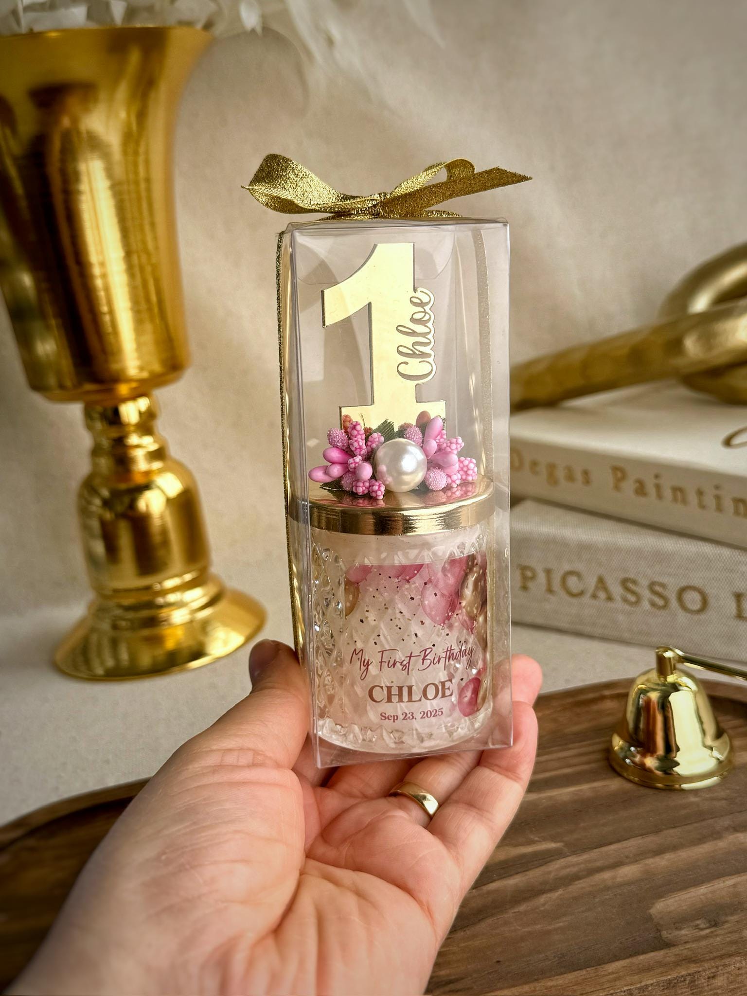 Birthday Number Candle Holder Decoration Party Favor Gift Idea Custom Design Glass Container Special Occasion Memorial Keepsake Wax Holder