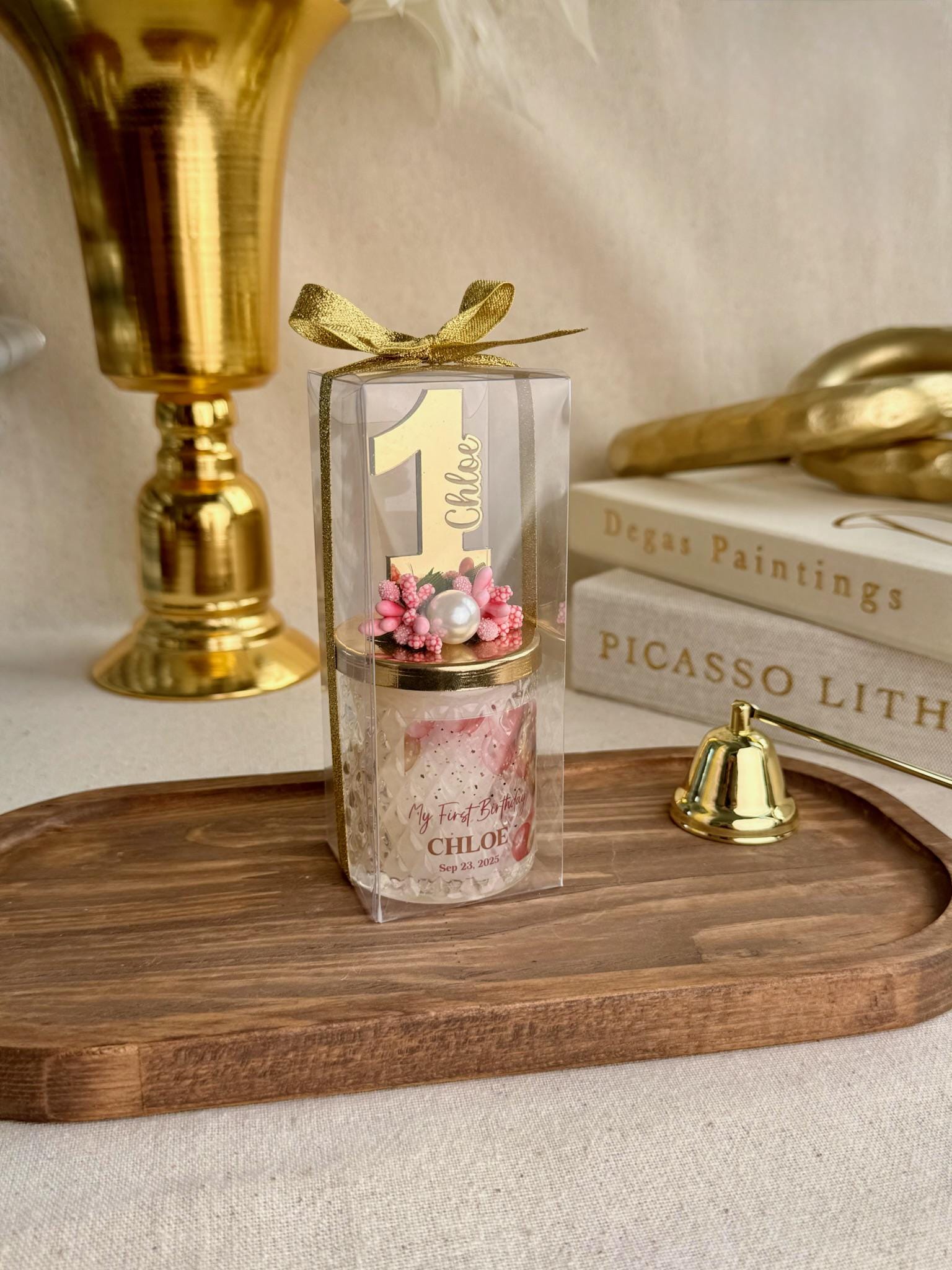 Birthday Number Candle Holder Decoration Party Favor Gift Idea Custom Design Glass Container Special Occasion Memorial Keepsake Wax Holder