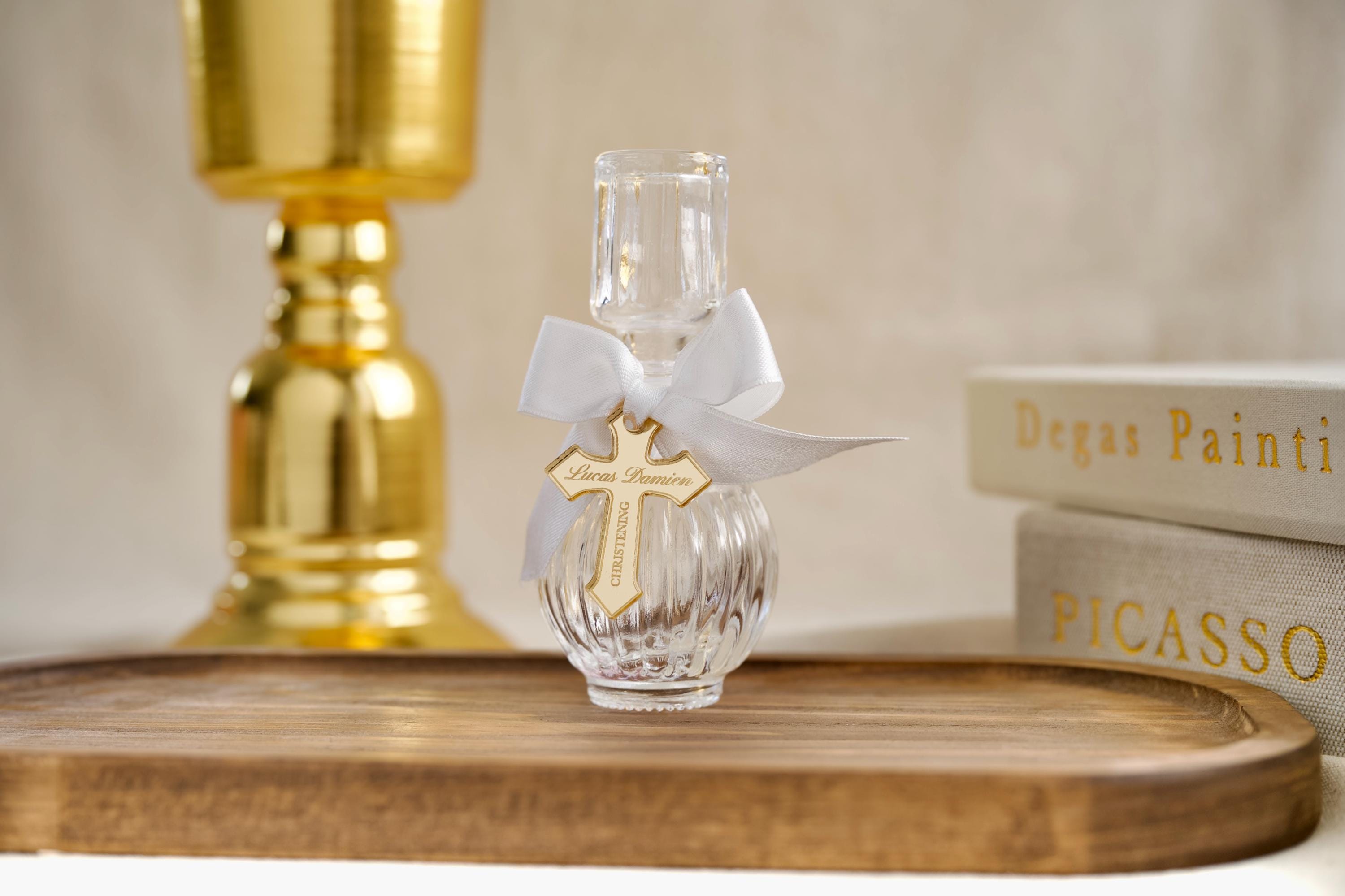 Personalized Empty Holy Water Glass Bottle, Baptism Favors, Holy Communion Favor for Guests, 50 cc Blessed Holy Water Bottle, Religious Gift