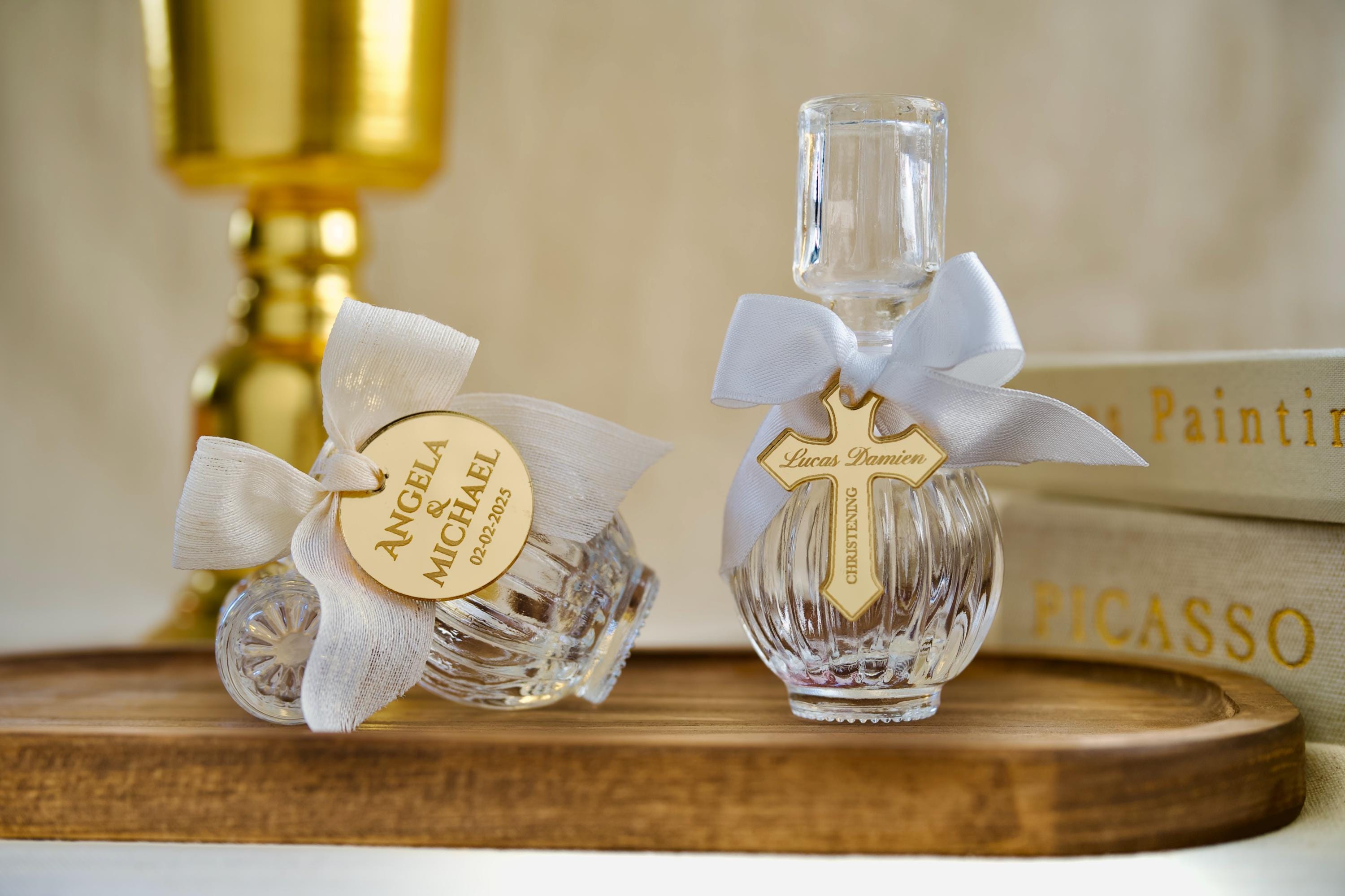 Personalized Empty Holy Water Glass Bottle, Baptism Favors, Holy Communion Favor for Guests, 50 cc Blessed Holy Water Bottle, Religious Gift