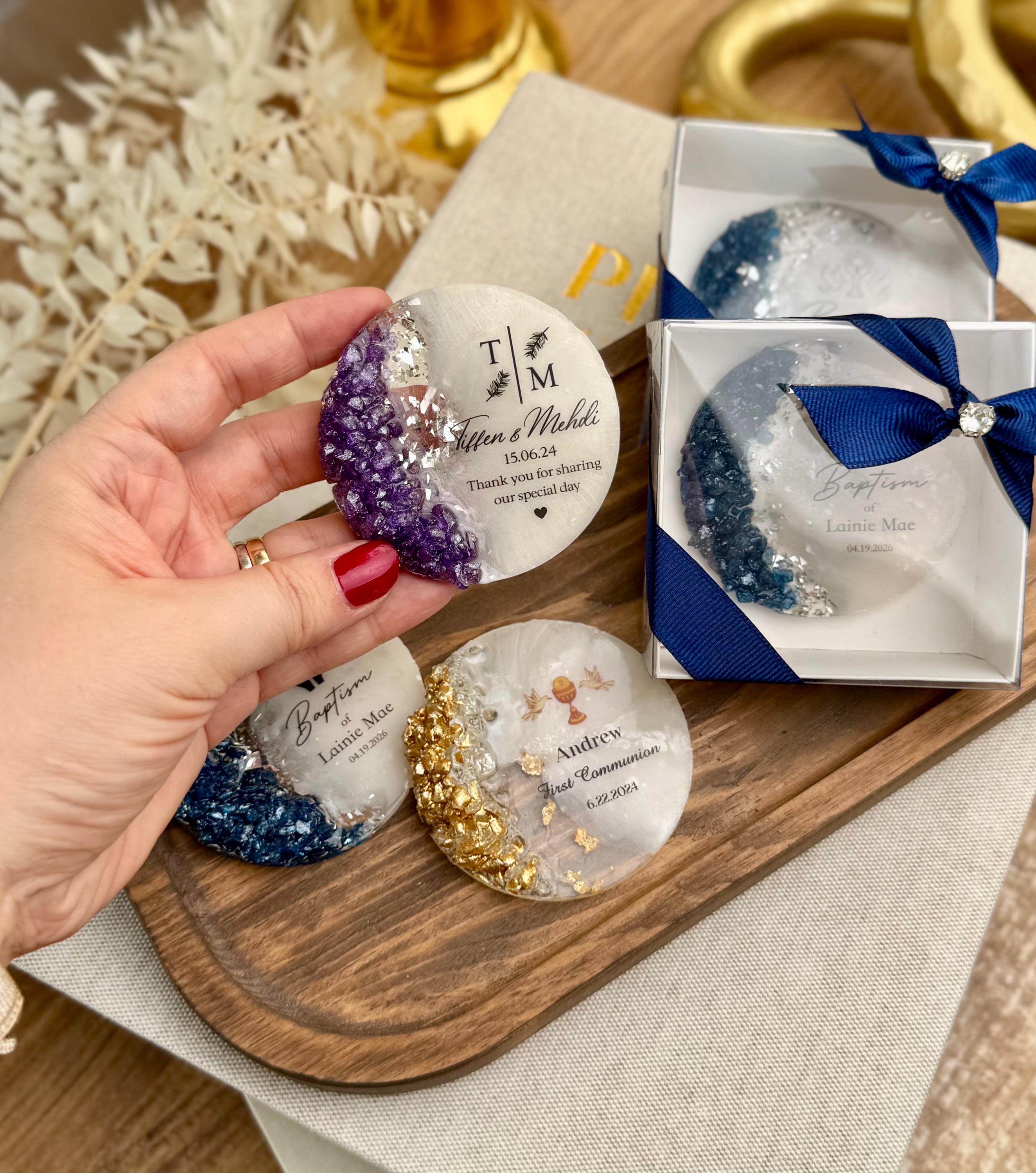 Custom Moon Design Religious Magnet Personalized Keepsake Crystal Details Premium Construction Special Memory Collection Holy Celebration Gift Beautiful Display Collection Silver Accents Spiritual Treasure White Box Presentation Quality Set