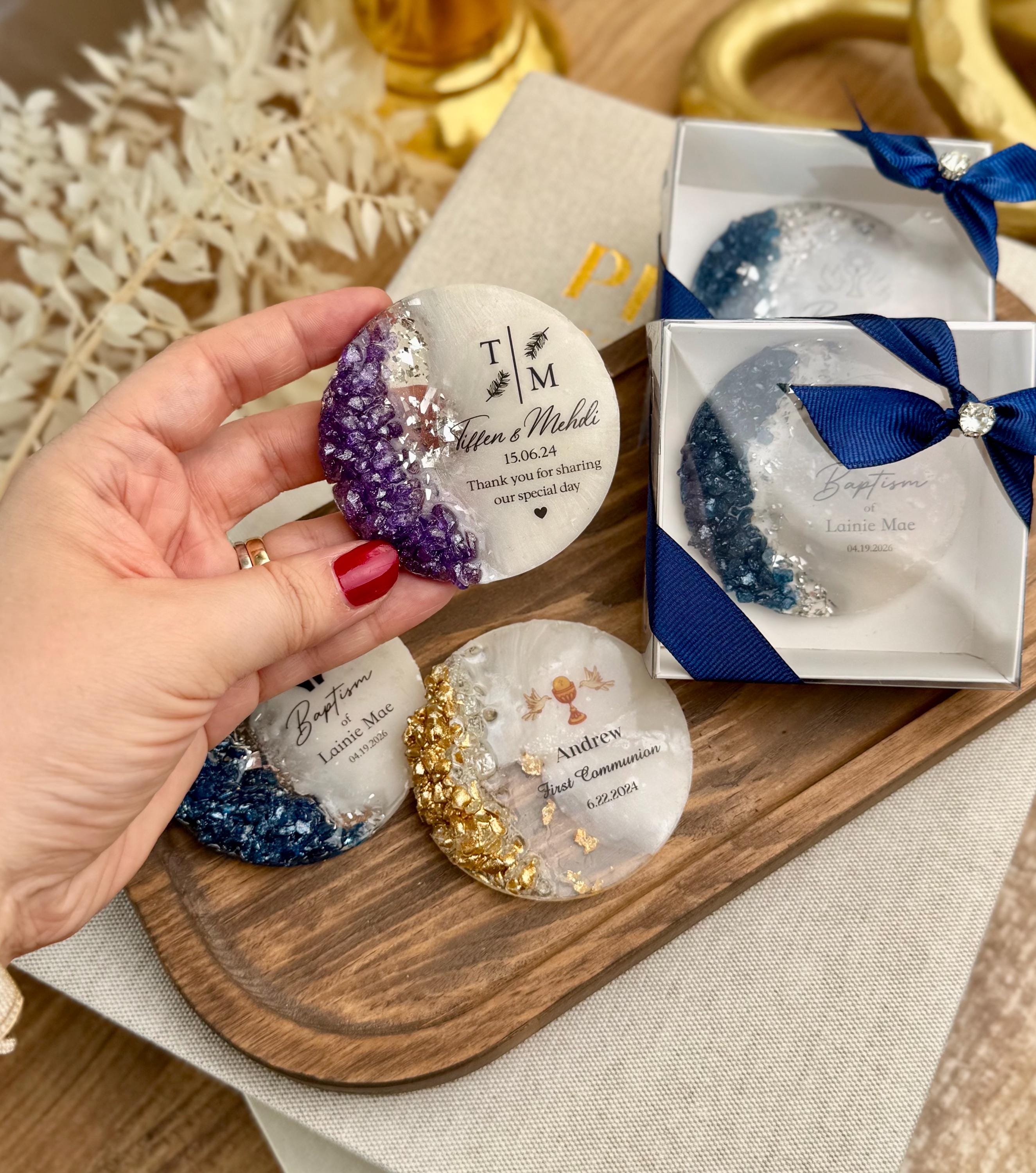 Custom Moon Design Religious Magnet Personalized Keepsake Crystal Details Premium Construction Special Memory Collection Holy Celebration Gift Beautiful Display Collection Silver Accents Spiritual Treasure White Box Presentation Quality Set