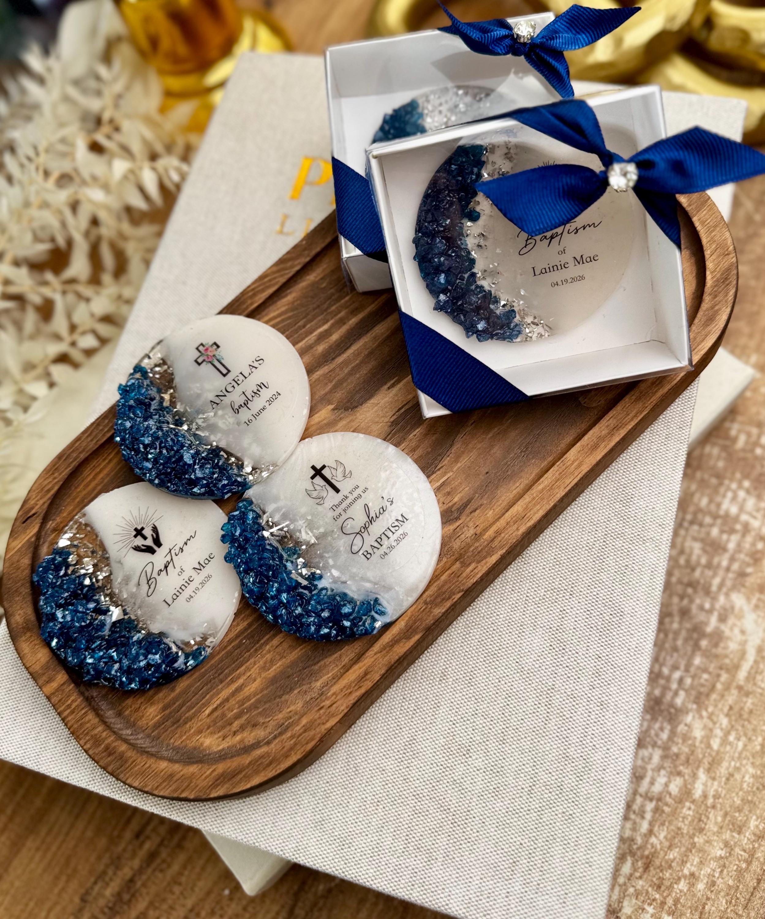 Custom Religious Magnet Moon Design Baptism Keepsake Special Memory Collection Personalized Name Options Crystal Embellishments Silver Details Premium Gift Box Presentation Holy Celebration Momento Beautiful Spiritual Display Handcrafted