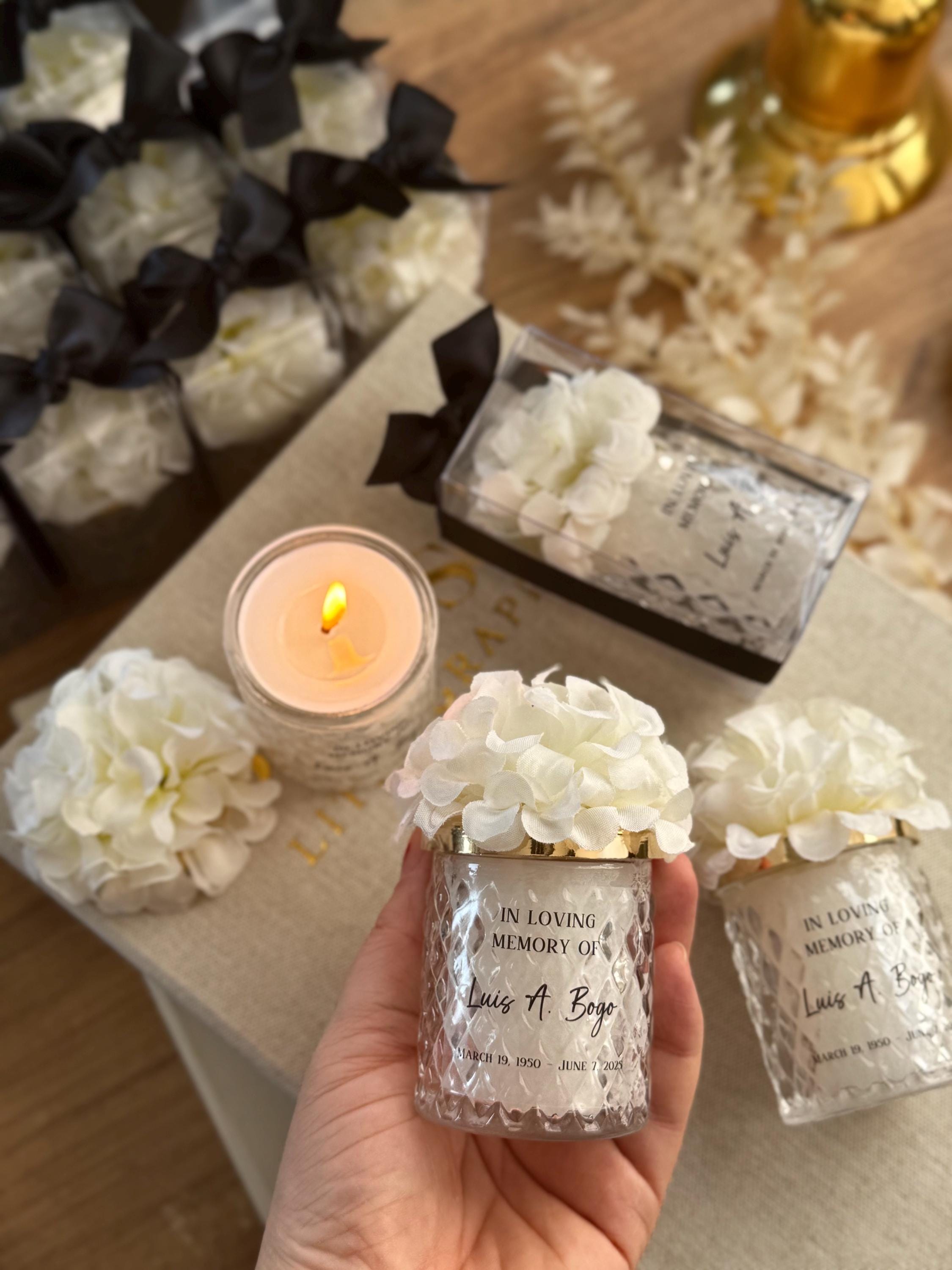 Personalized Funeral Candles Celebration Of Life Favors, Grief Favors for guests, Memorial keepsake in loving memory of loss mother father