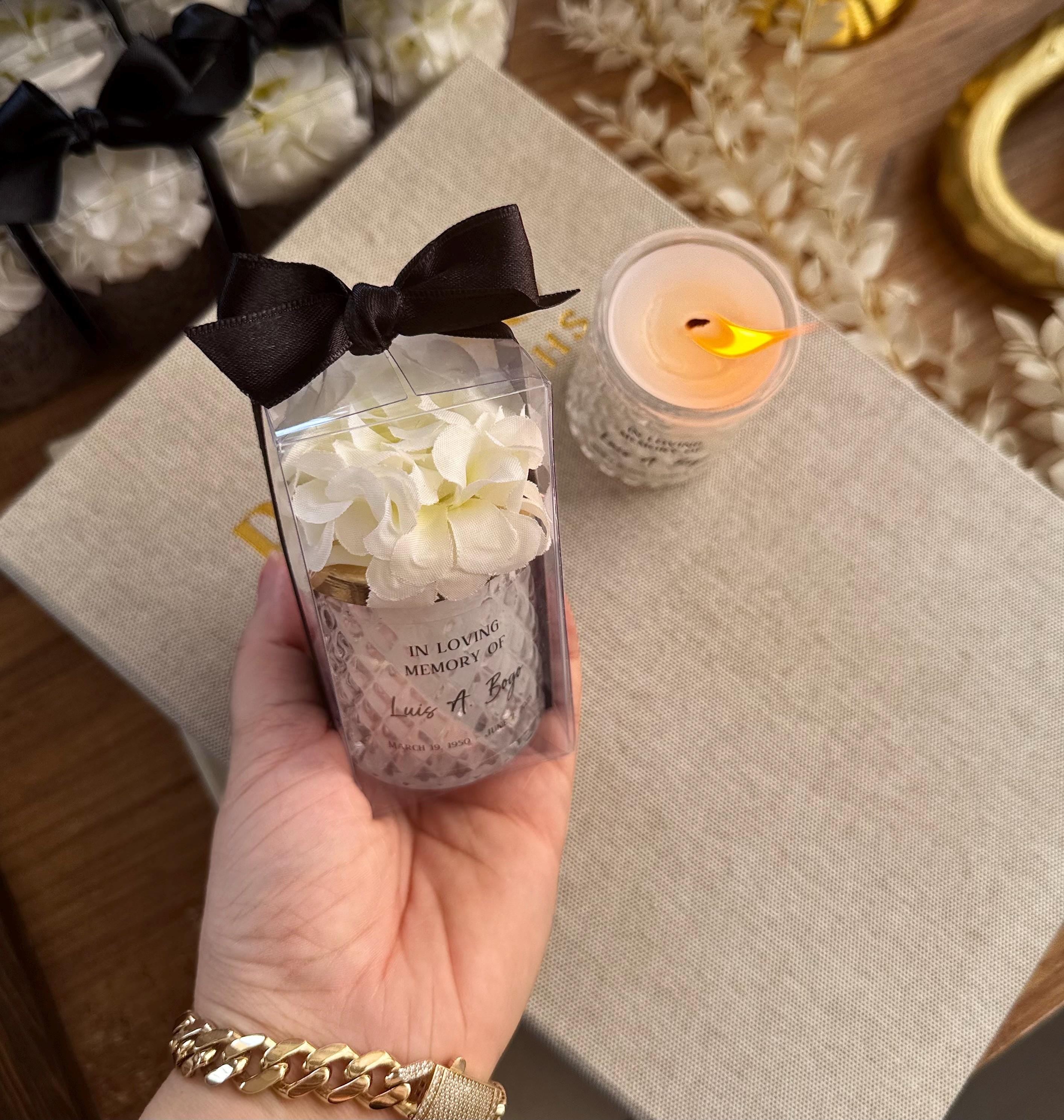 Personalized Funeral Candles Celebration Of Life Favors, Grief Favors for guests, Memorial keepsake in loving memory of loss mother father