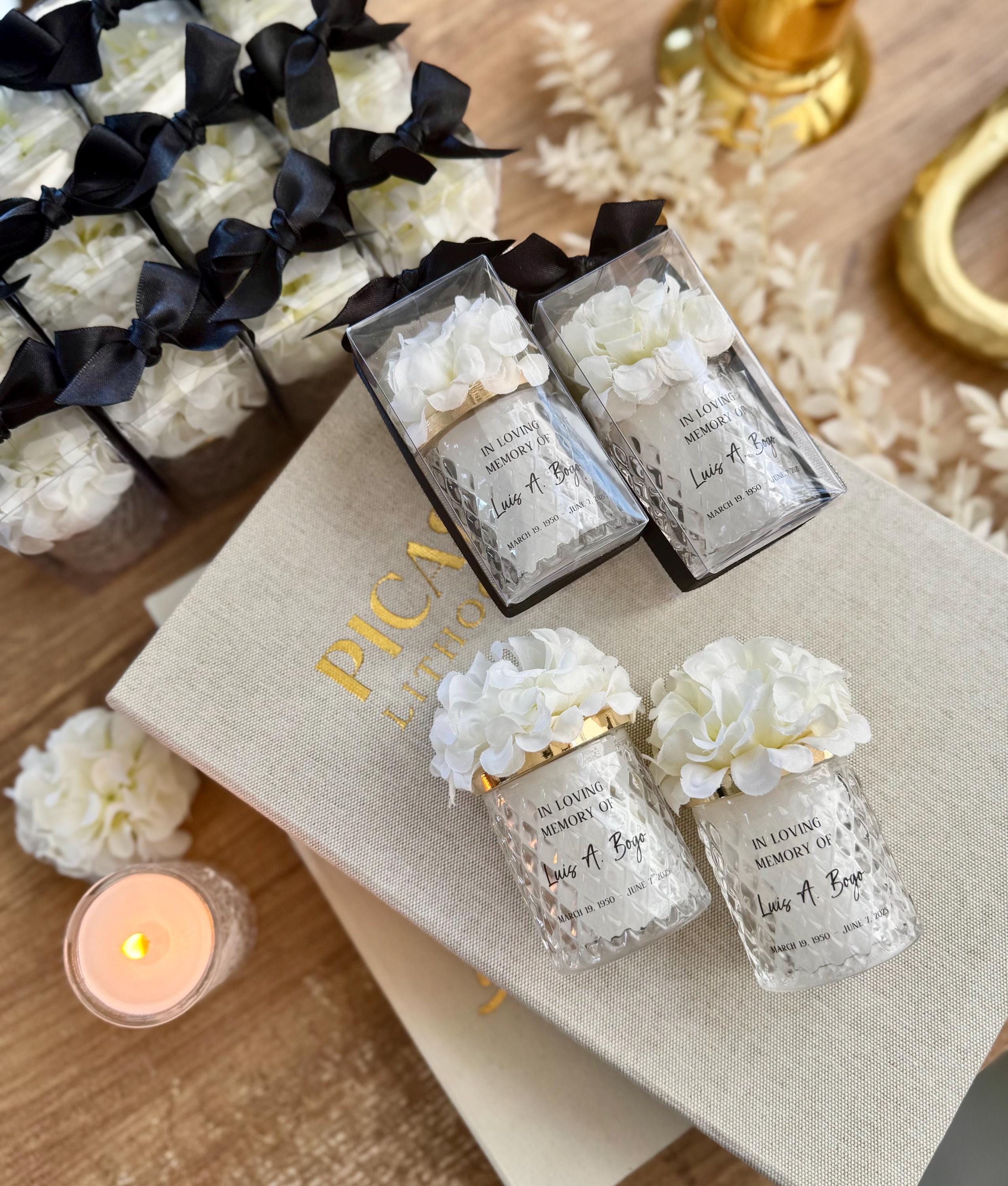 Personalized Funeral Candles Celebration Of Life Favors, Grief Favors for guests, Memorial keepsake in loving memory of loss mother father