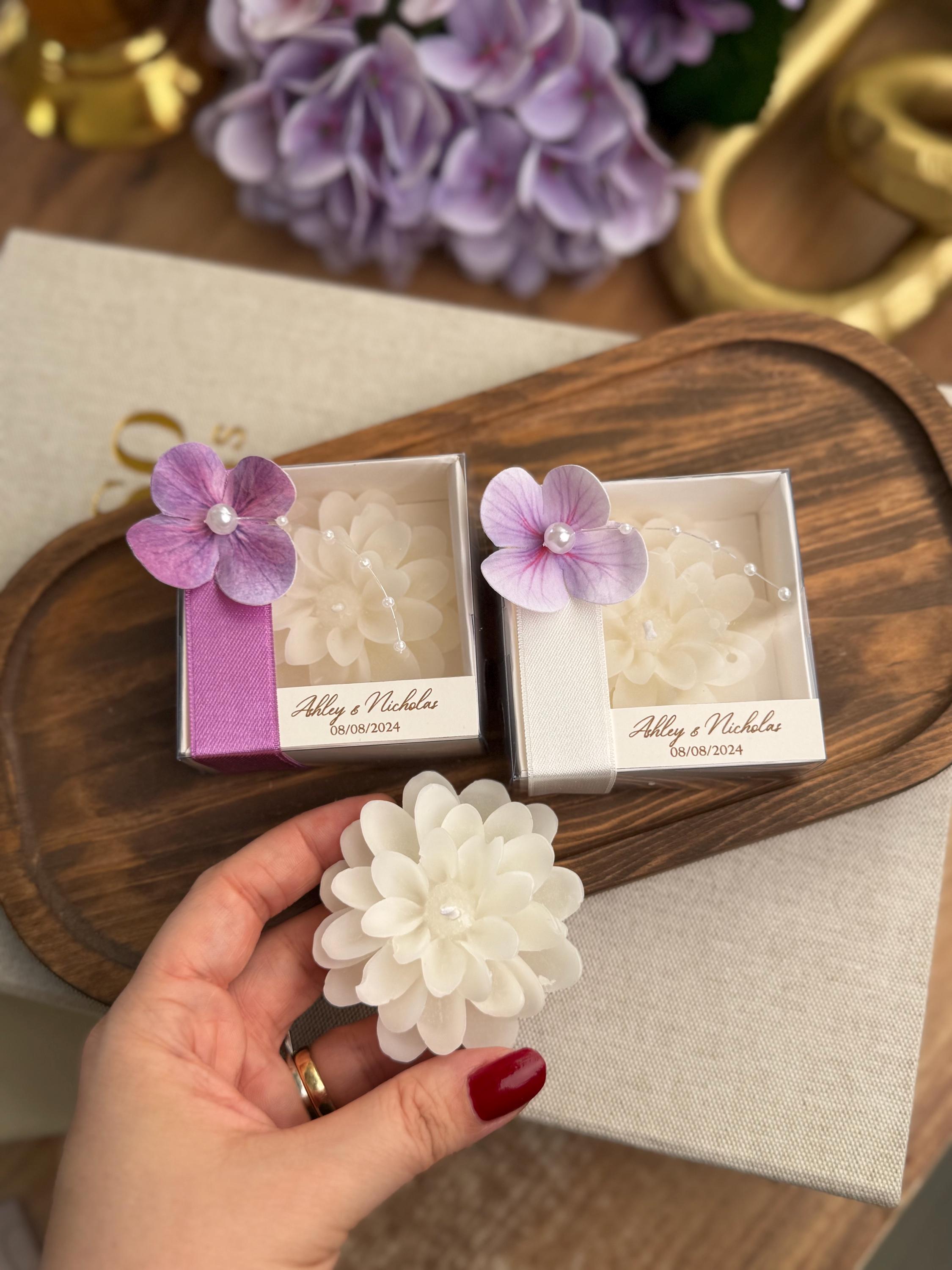 Personalized Bulk Lotus Flower Candle for Guests, Wedding Candle gift for Guests, Baby Shower Candles,Elegant Party Favors , Candle Favors
