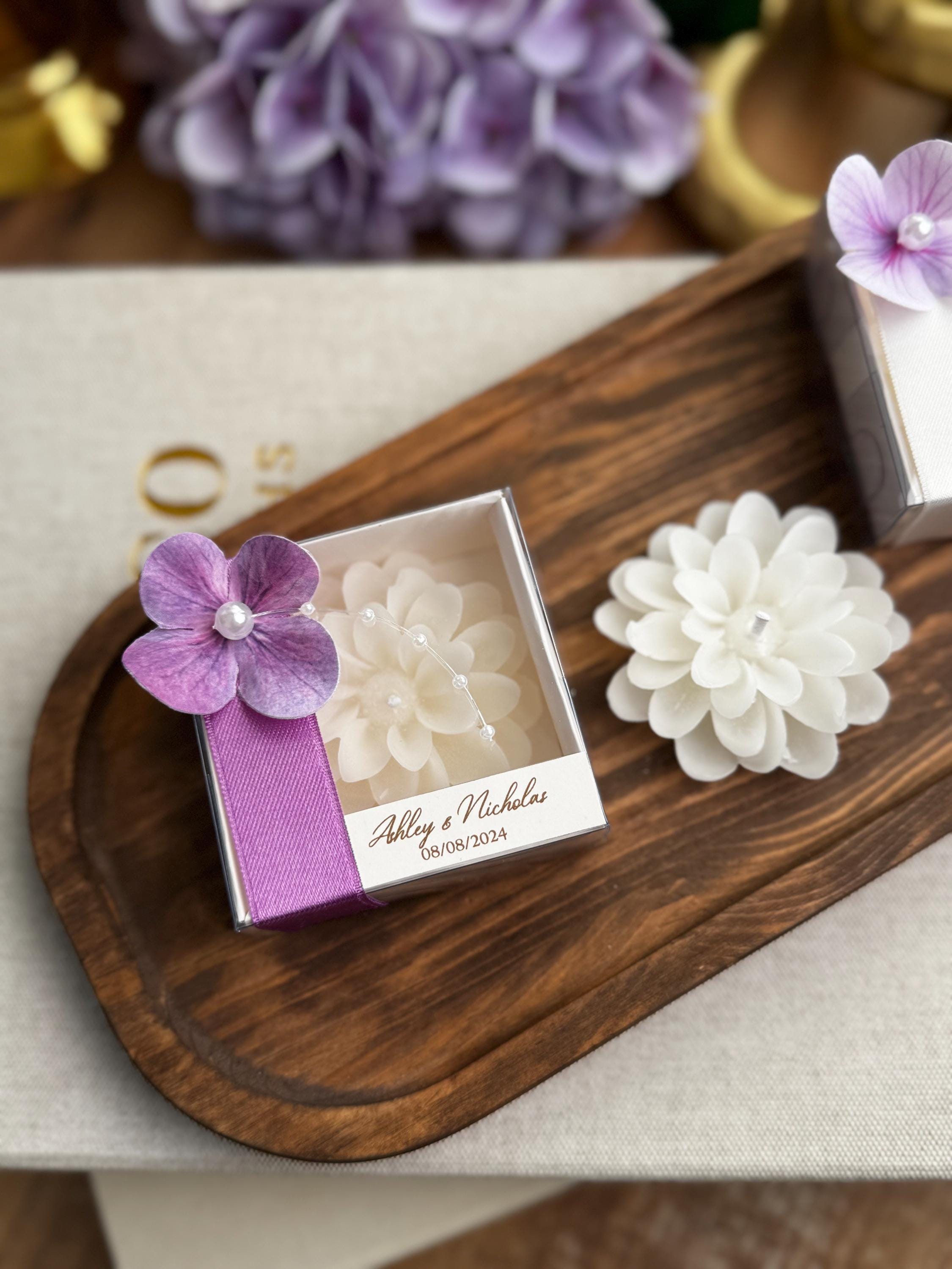 Personalized Bulk Lotus Flower Candle for Guests, Wedding Candle gift for Guests, Baby Shower Candles,Elegant Party Favors , Candle Favors