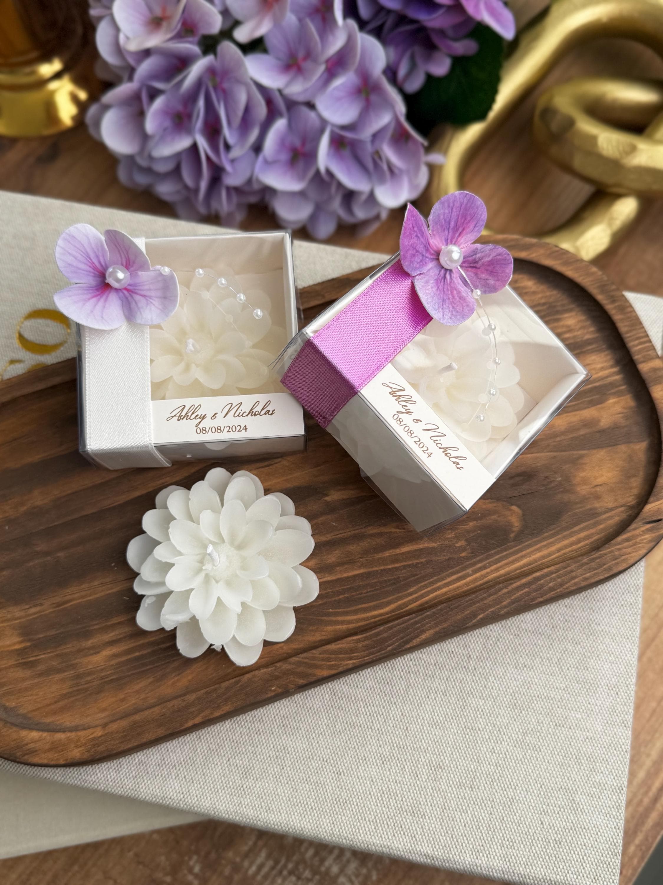 Personalized Bulk Lotus Flower Candle for Guests, Wedding Candle gift for Guests, Baby Shower Candles,Elegant Party Favors , Candle Favors