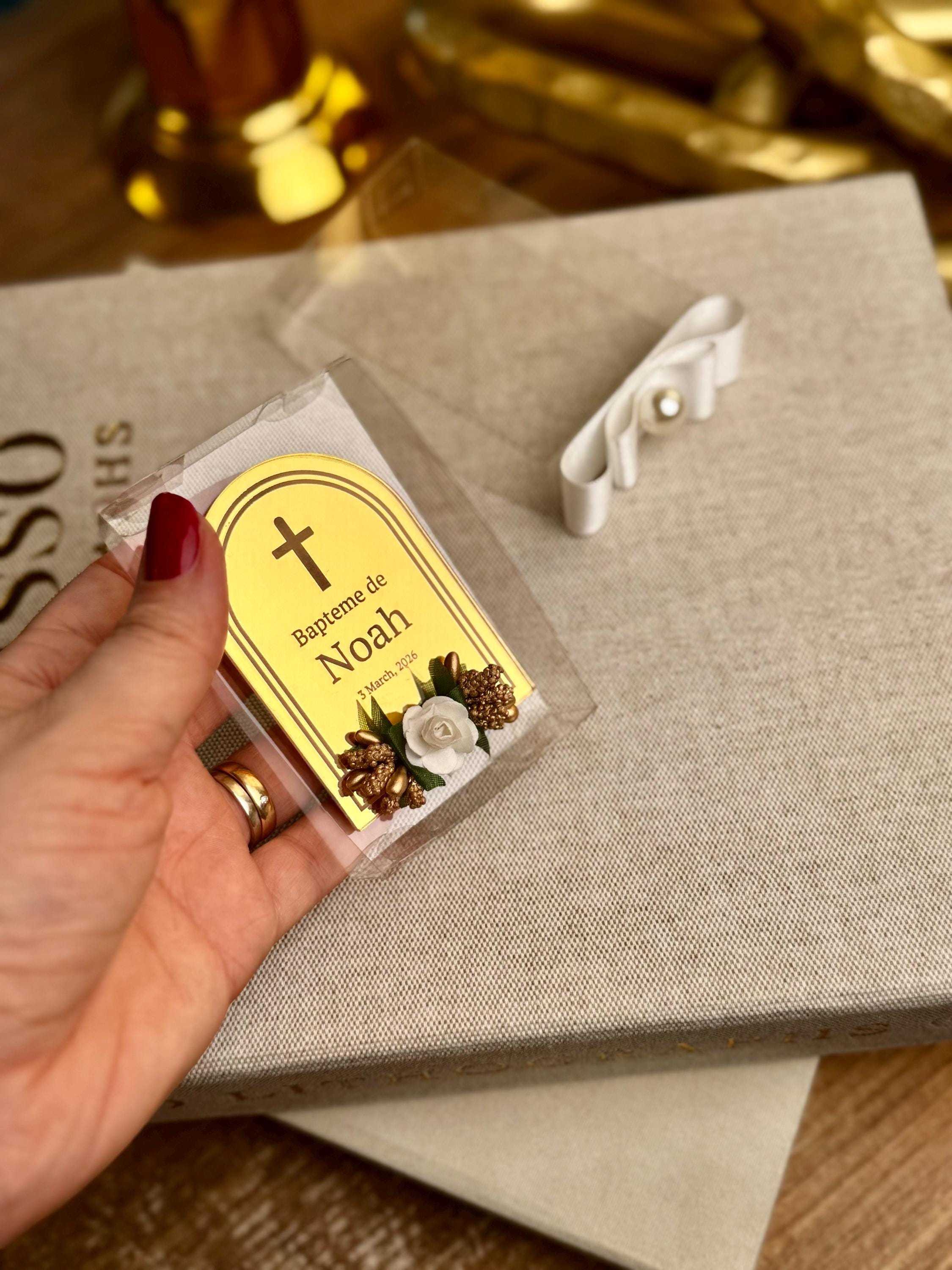 Personalized Acrylic Mirror Magnet Favors for Guests, Baptism Gift Magnet Favors, Christening gifts, Baptism gift boy, Baptism gift girl