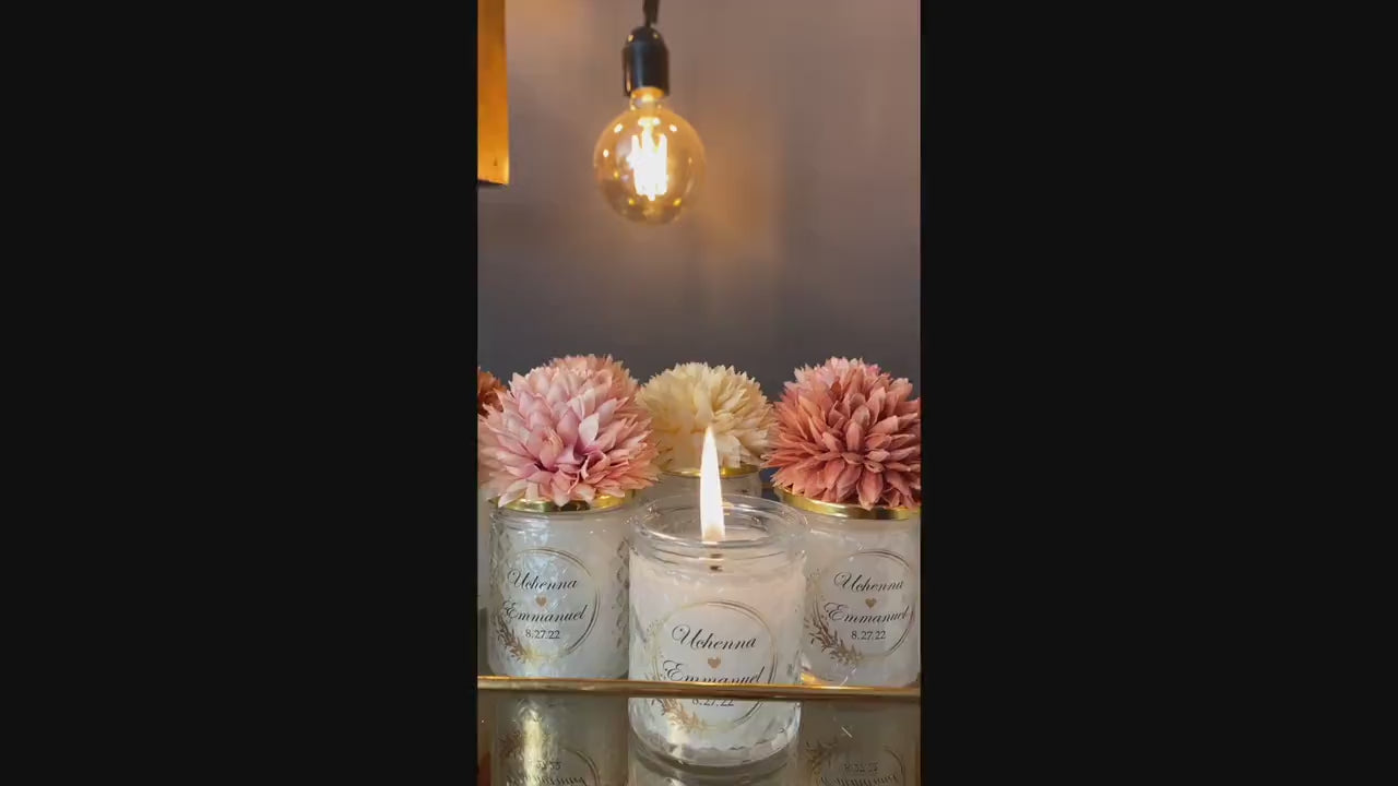 Boho WEDDING CANDLE Favors for Guests . Sweet 16 Rustic Candle Wedding Favor . Quincenera Baby Shower Favor . Flower Lid Candle Favors