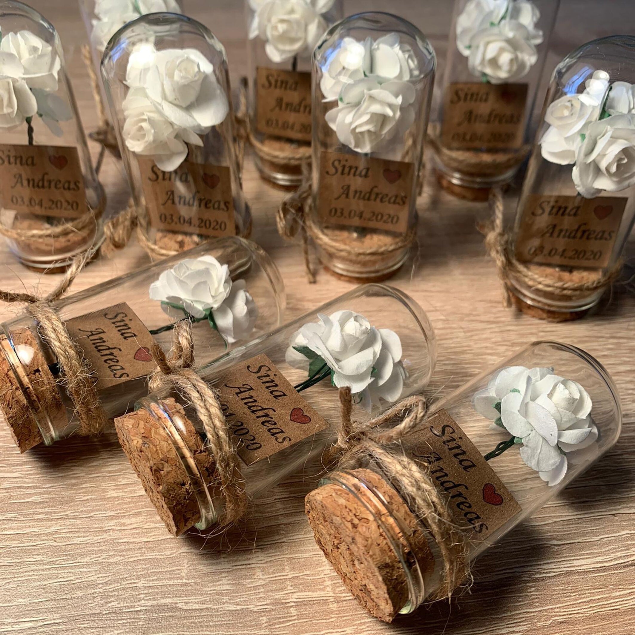 Personalised Wedding Party Thank you Favors for Guests, Beauty And The Beast, Luxury Enchanted Rose In Mini Glass Dome Wedding Favor 10 PCS