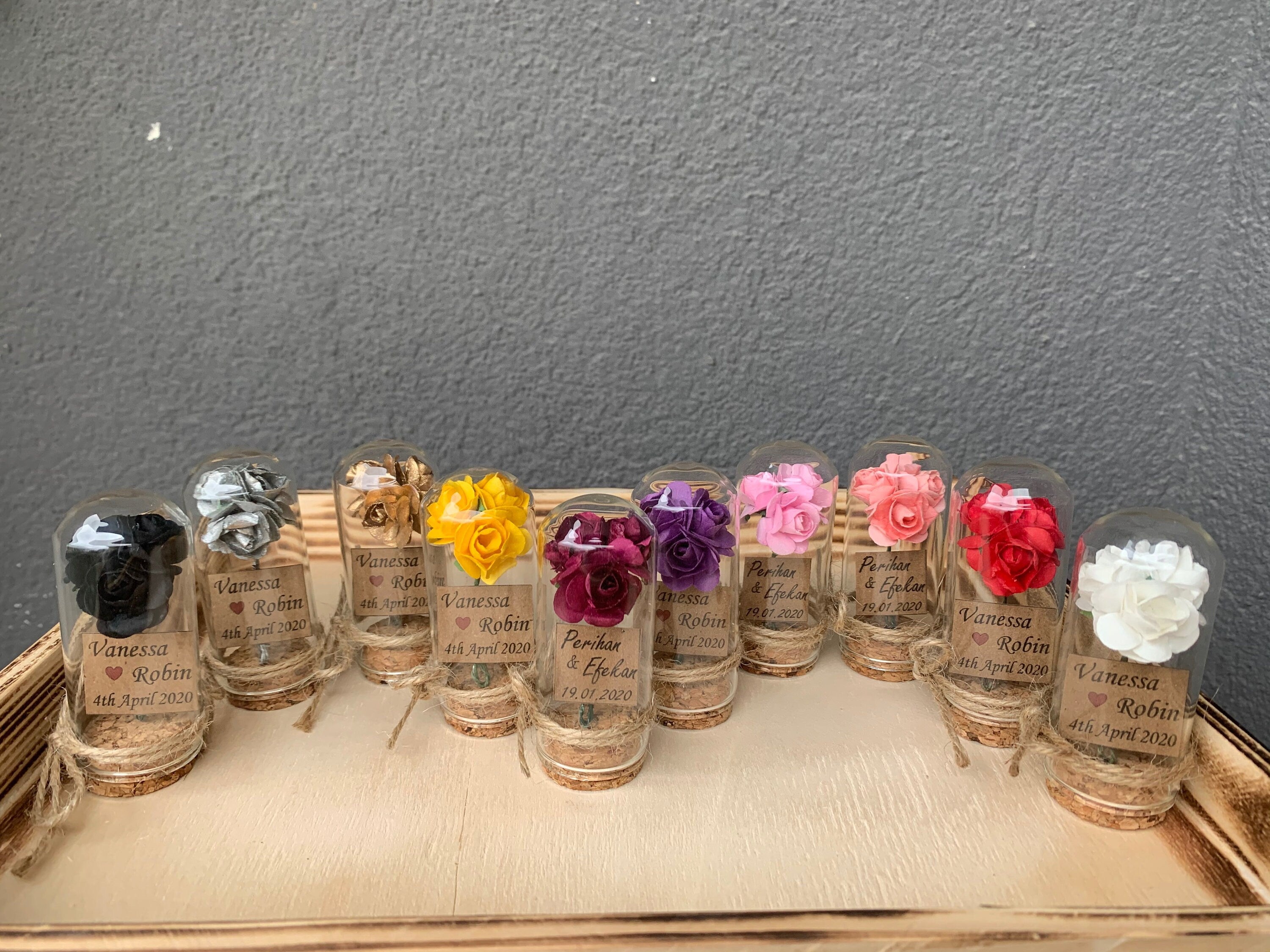 Personalised Wedding Party Thank you Favors for Guests Beauty And The Beast Rose Enchanted Rose Rose In Mini Glass Dome Wedding Favor 10 PCS