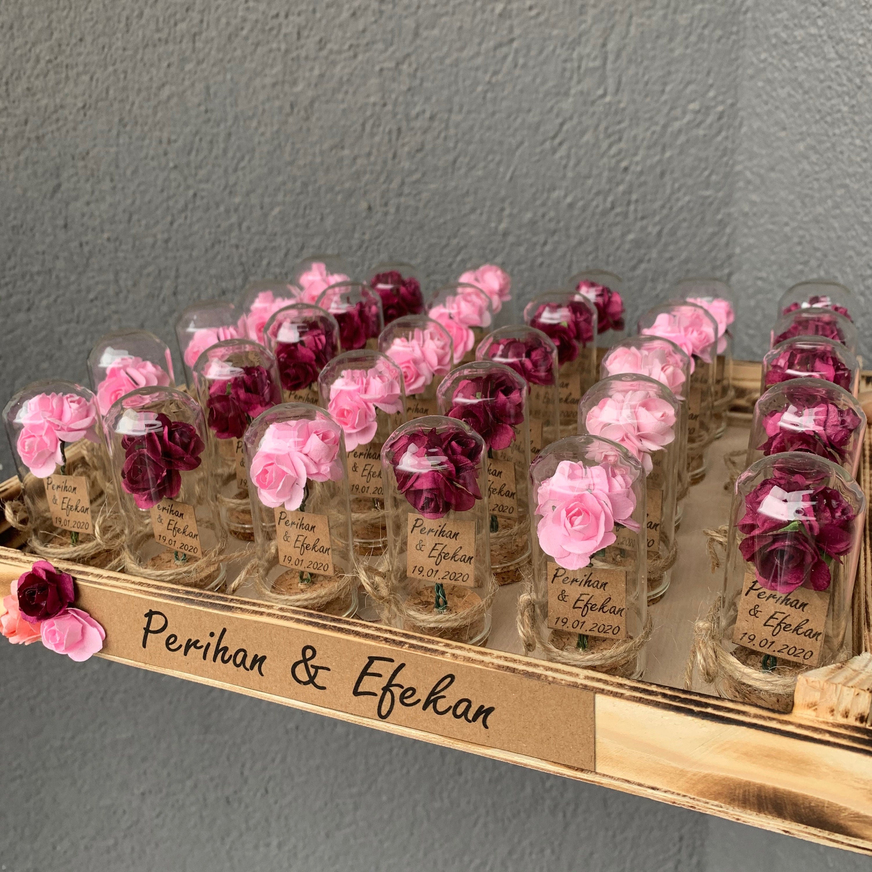 Personalised Wedding Party Thank you Favors for Guests, Beauty And The Beast, Luxury Enchanted Rose In Mini Glass Dome Wedding Favor 10 PCS