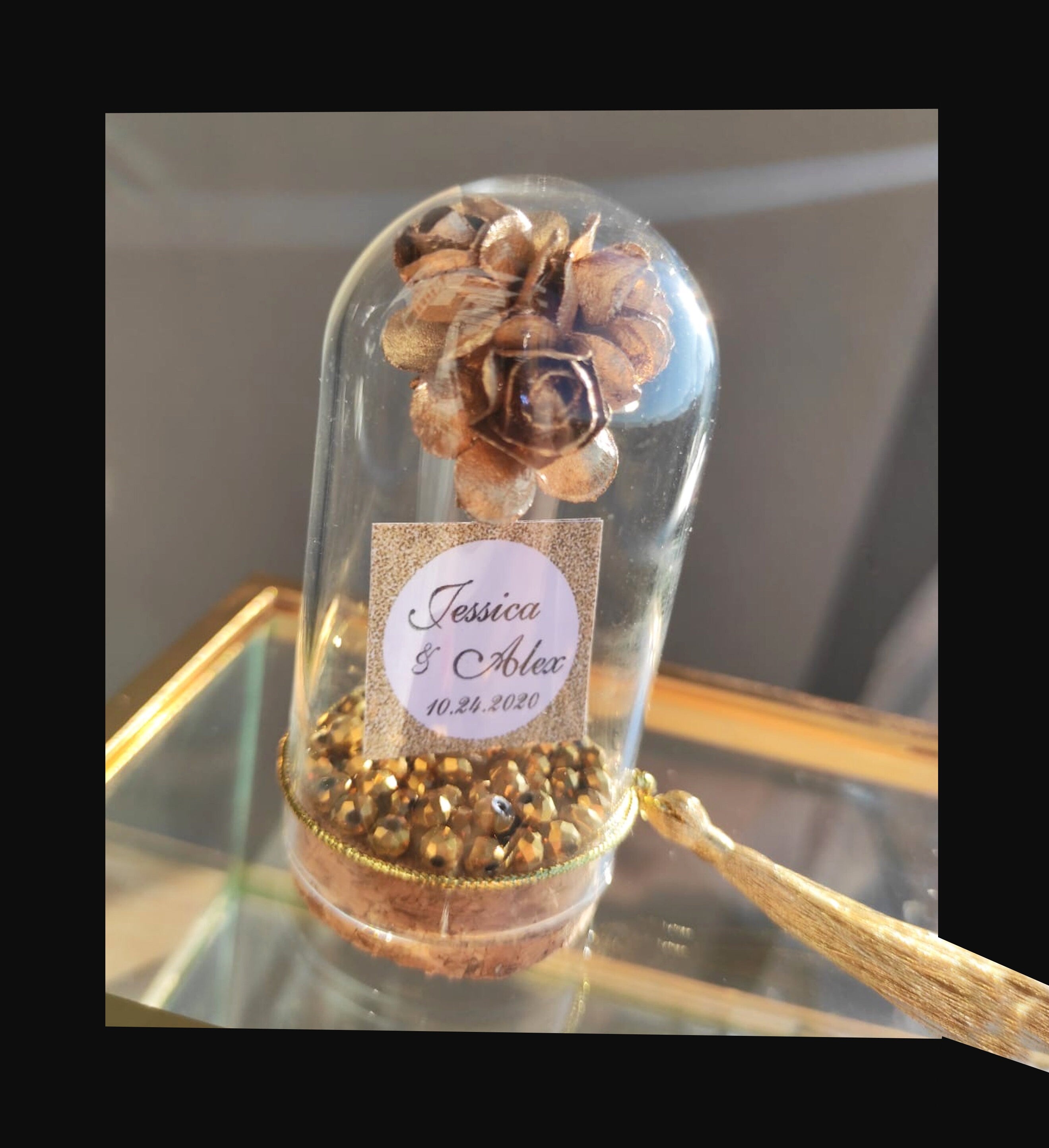 10 pcs Wedding favors for guests . Beauty and the Beast Custom Favors . Rose Gold Glass Dome Thank you Favors . Wedding Favors Gifts