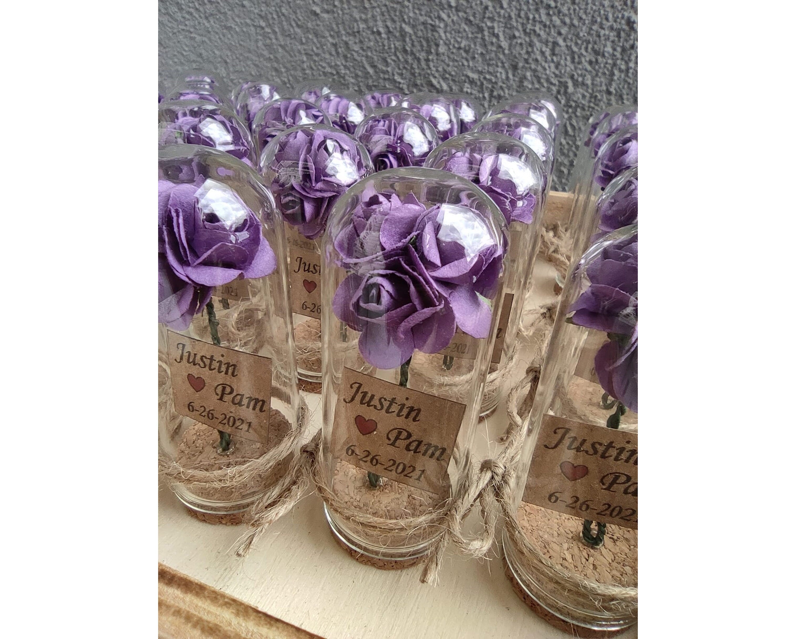 Personalised Wedding Party Thank you Favors for Guests Beauty And The Beast Rose Enchanted Rose Rose In Mini Glass Dome Wedding Favor 10 PCS