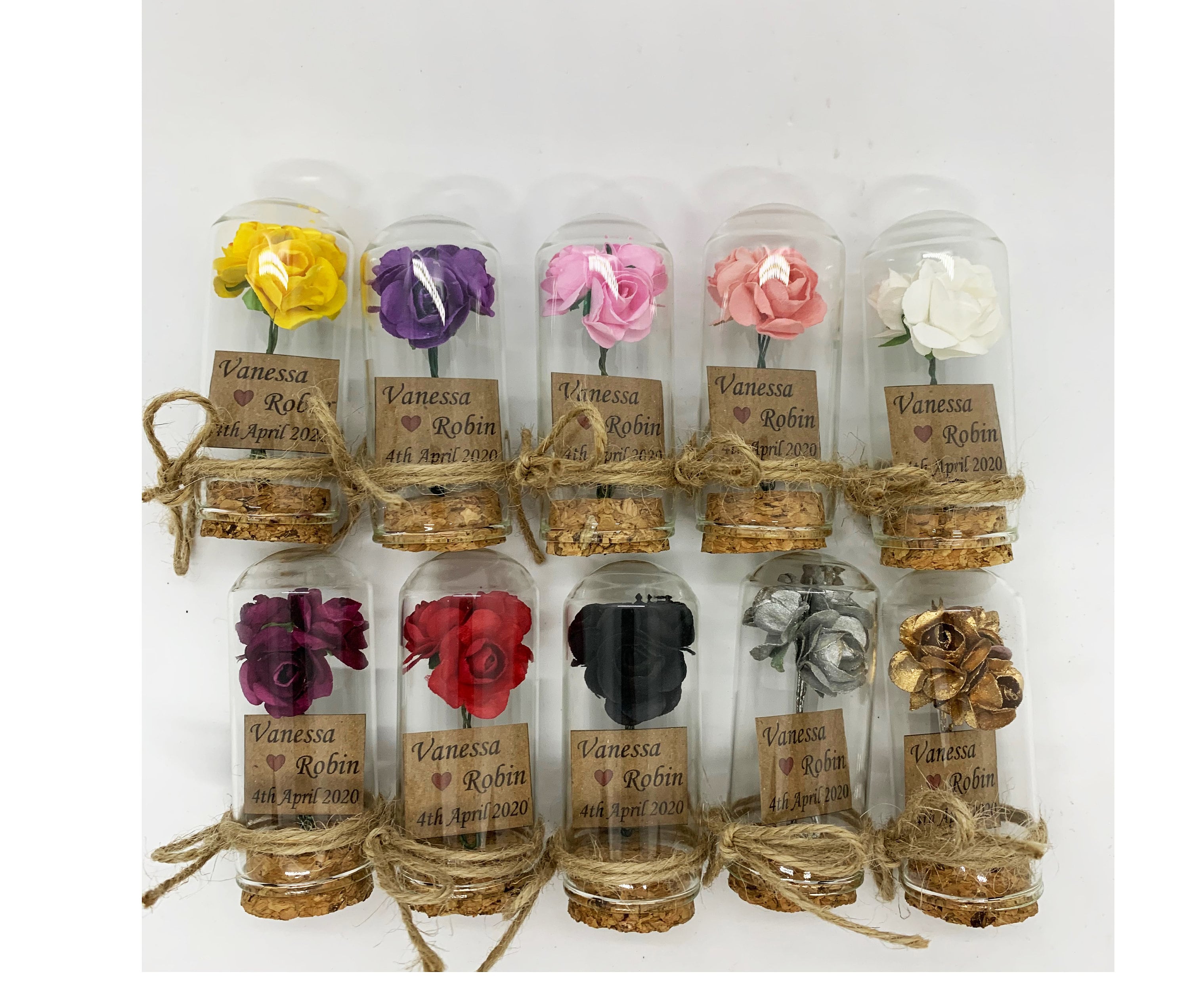 Personalised Wedding Party Thank you Favors for Guests Beauty And The Beast Rose Enchanted Rose Rose In Mini Glass Dome Wedding Favor 10 PCS