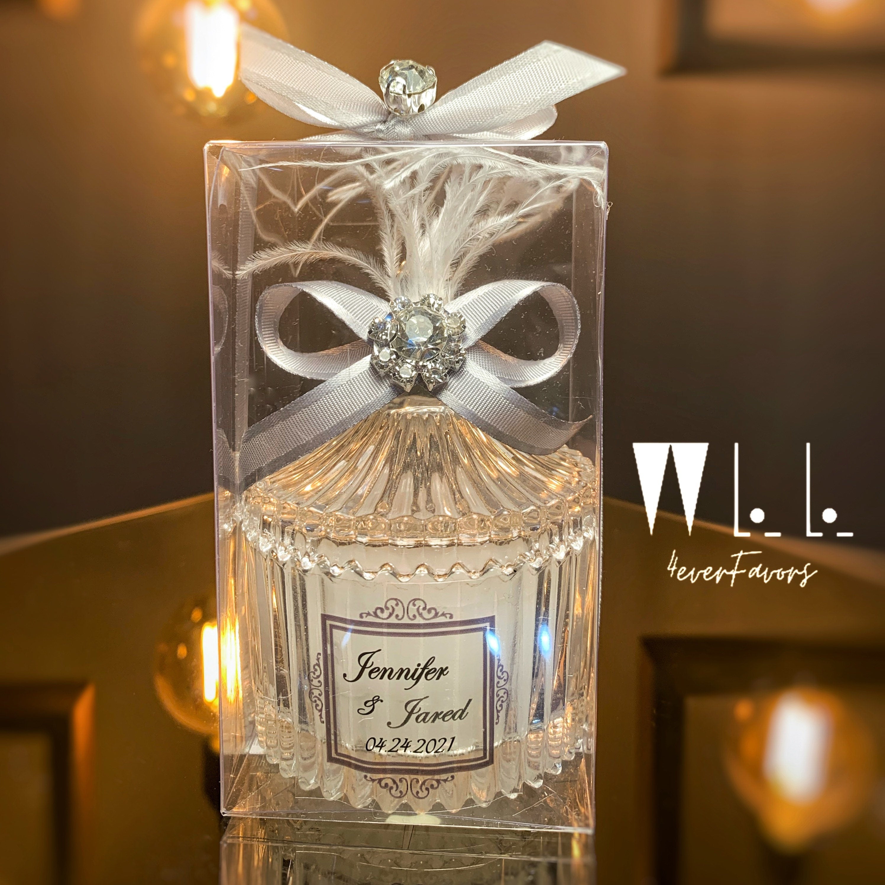 CUSTOM DESIGNER HANDMADE Candle Favors • Luxury Candle Favors for Guests in Bulk • Elegant Candle in Glass • Thank you Candle Favors