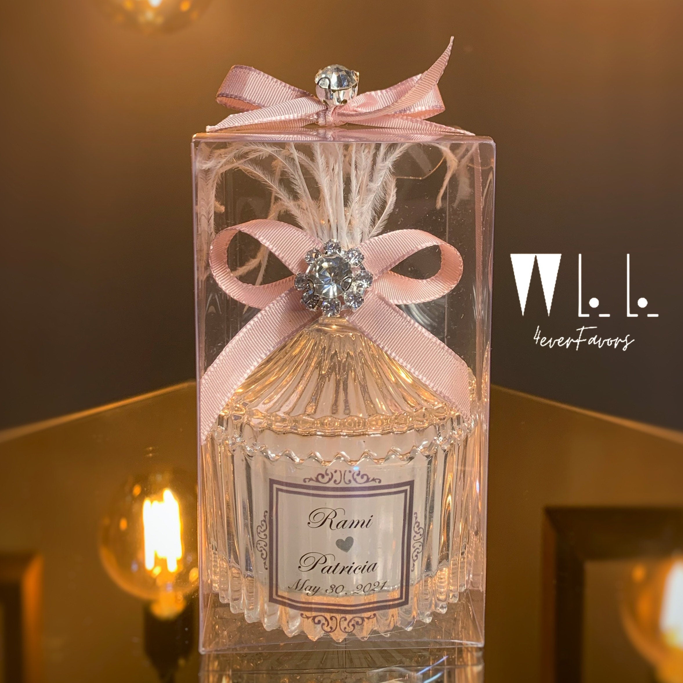 CUSTOM DESIGNER HANDMADE Candle Favors • Luxury Candle Favors for Guests in Bulk • Elegant Candle in Glass • Thank you Candle Favors