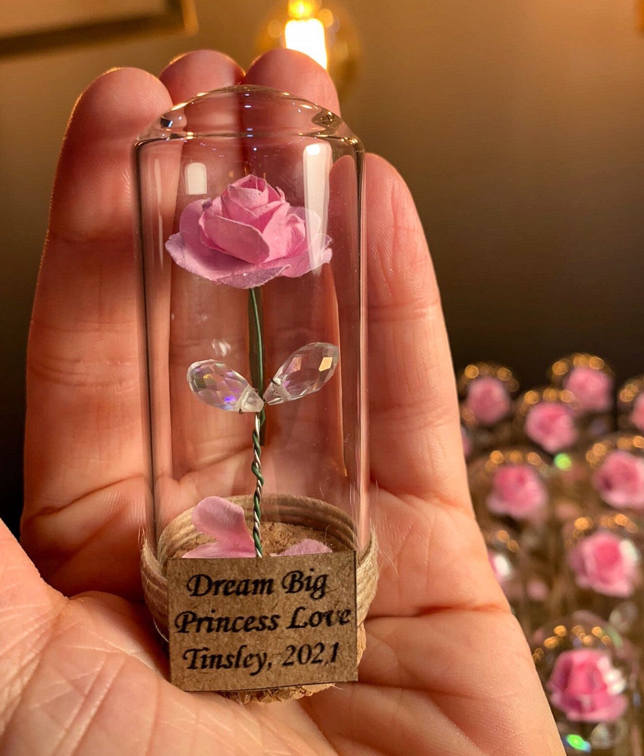 10 pcs Wedding favors for guests . Beauty and the Beast Custom Favors . Rose Gold Glass Dome Thank you Favors . Wedding Favors Gifts